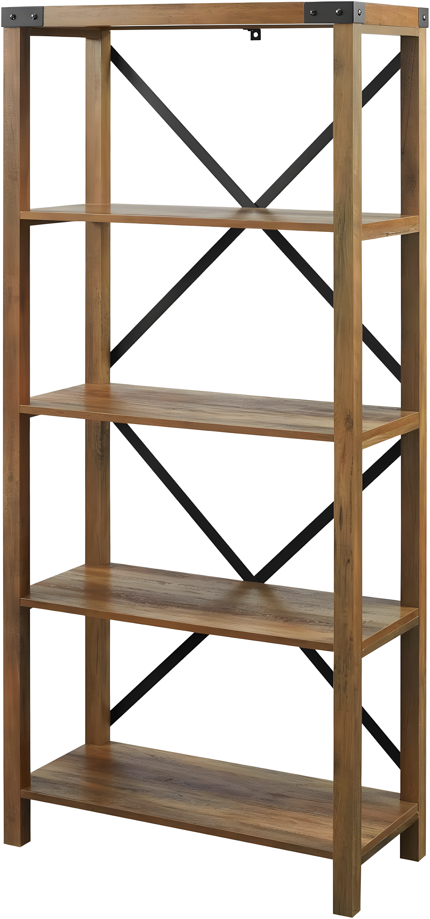 Walker Edison Rustic Industrial 4-Shelf Bookshelf, Reclaimed Barnwood
