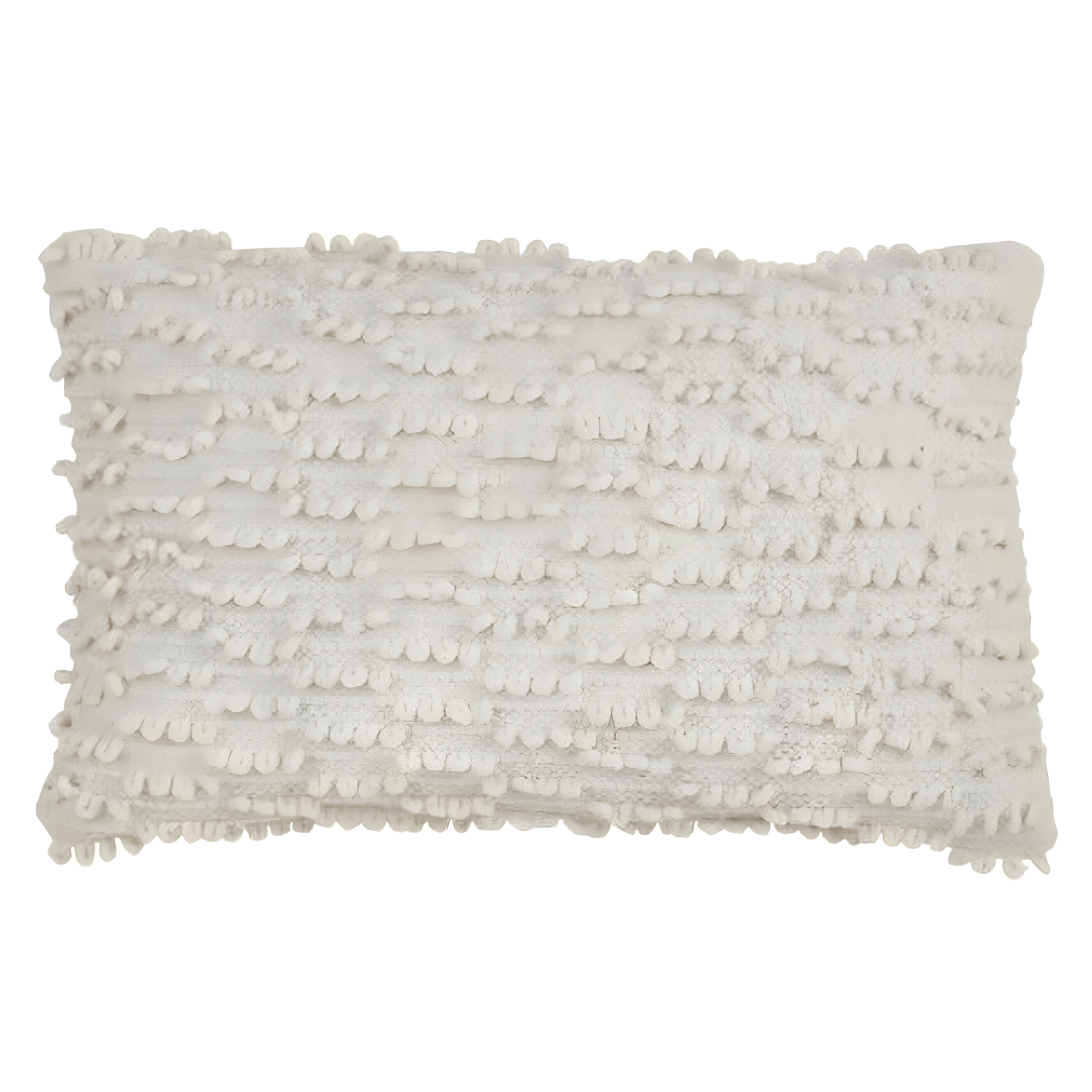 12"x20" Oversize Down Filled Nubby Lumbar Throw Pillow Ivory - Saro Lifestyle: Soft Cotton, Zipper Closure