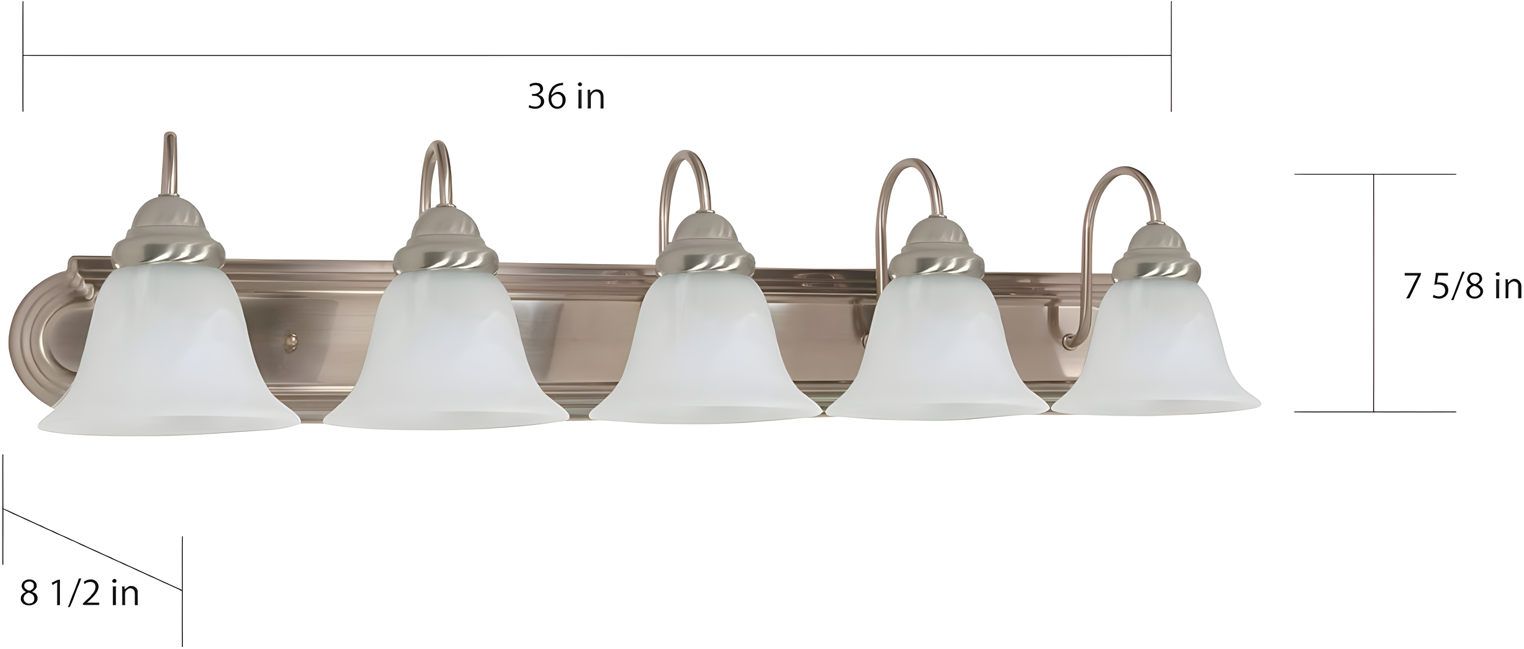 Brushed Nickel 36" 5-Light Vanity Fixture with Alabaster Glass