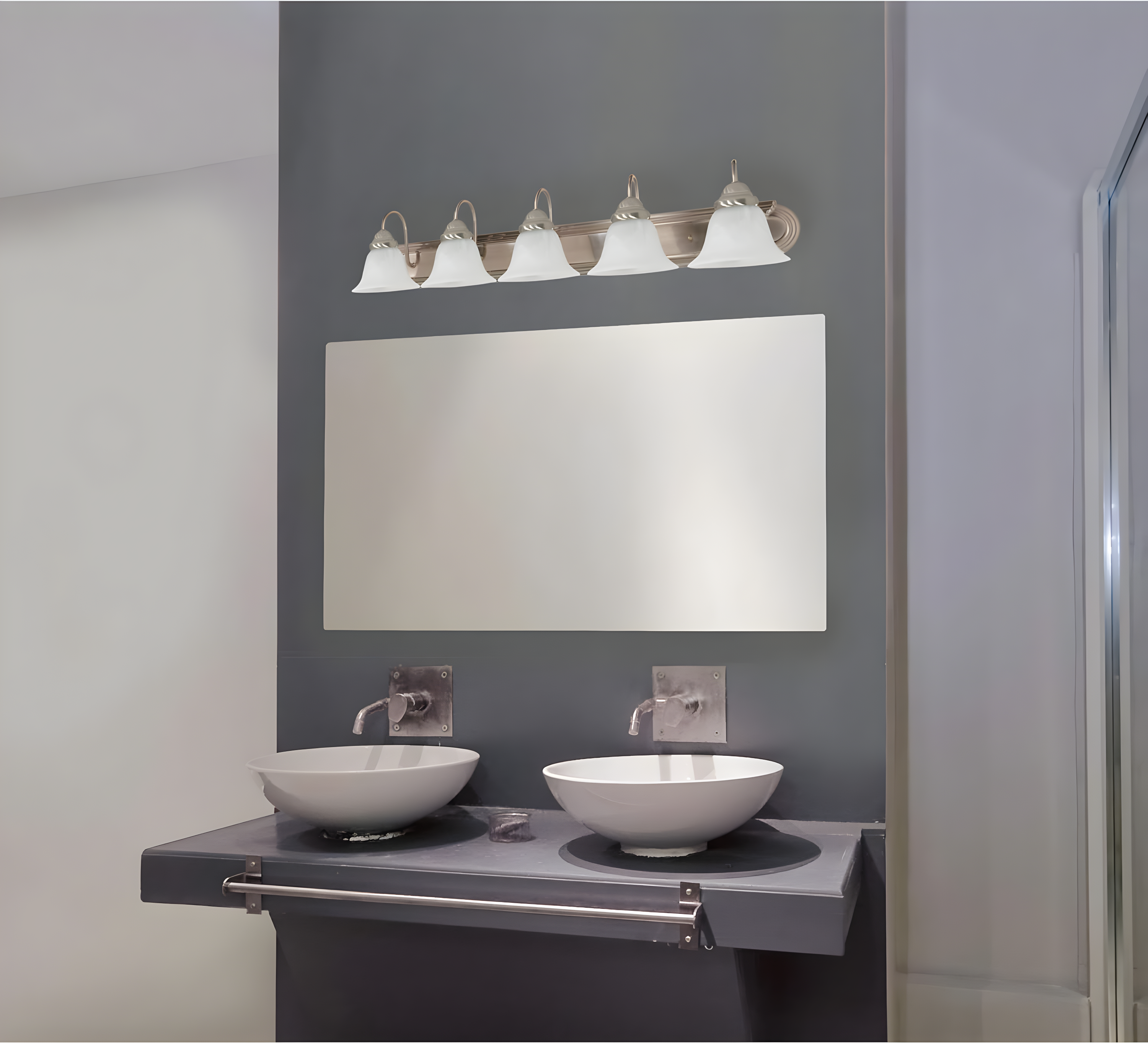 Brushed Nickel 36" 5-Light Vanity Fixture with Alabaster Glass