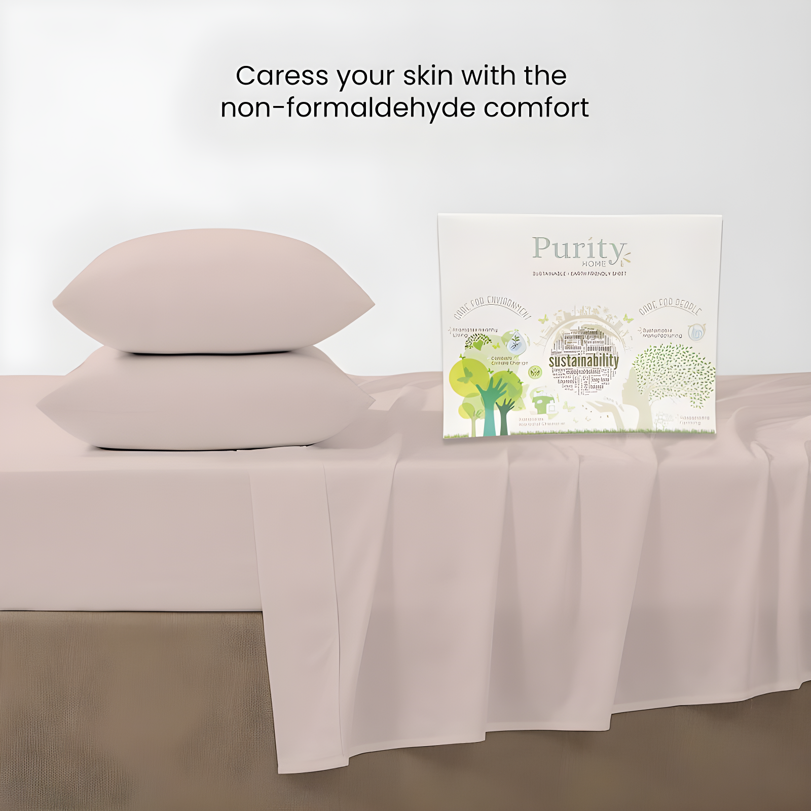 Queen 400 Thread Count Wrinkle Free Cotton Sheet Set Blush - Purity Home: Sateen Weave, Deep Pocket, OEKO-TEX Certified