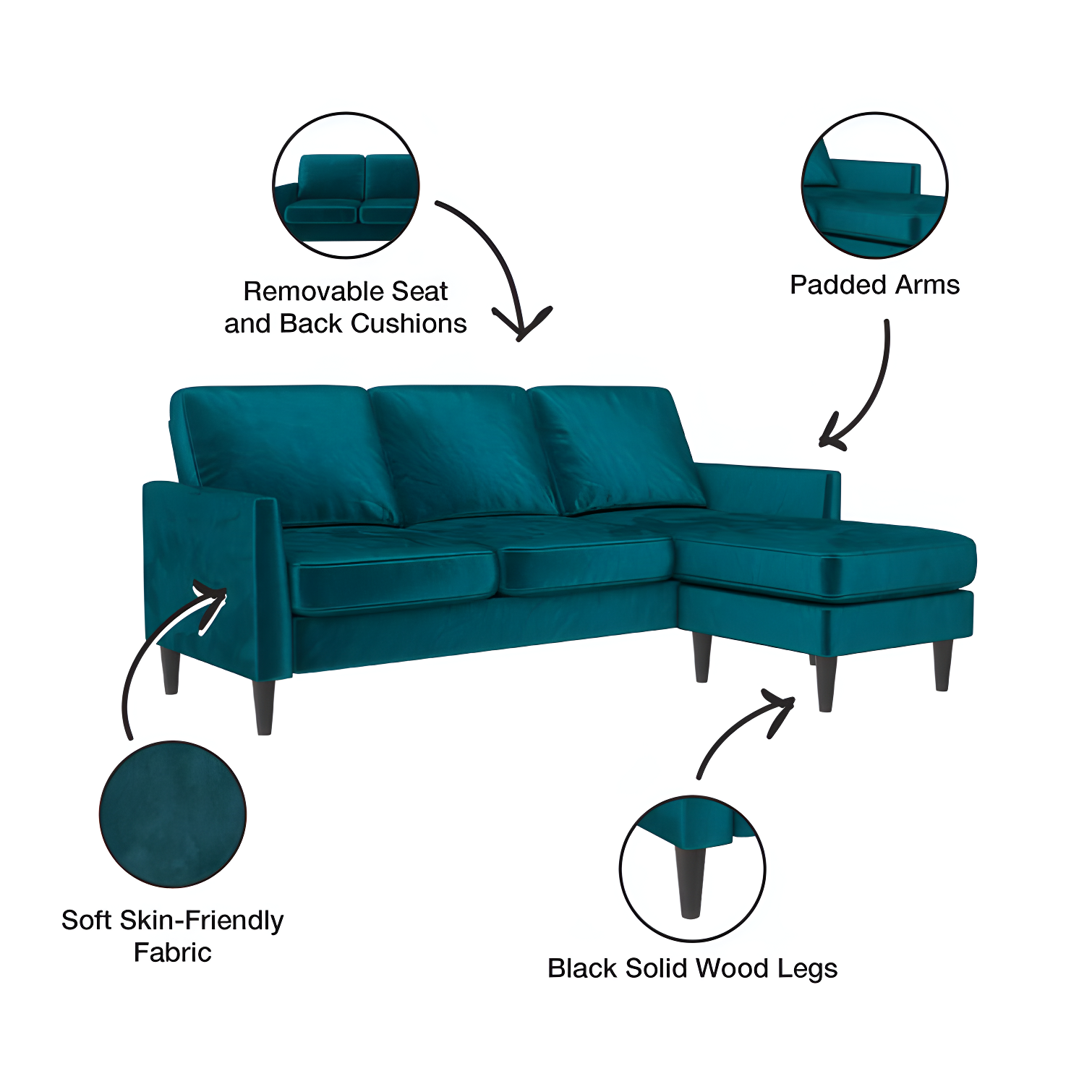 Winston 81.5" Wide Reversible Sofa & Chaise with Ottoman