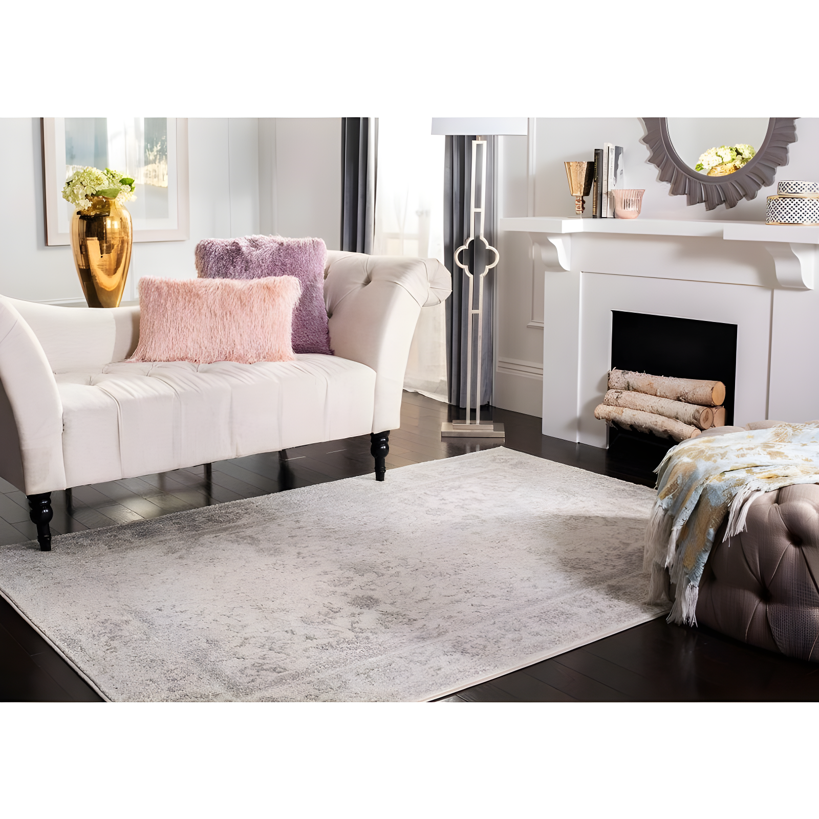 Adirondack ADR109 Machine Made Indoor Area Rug - Ivory/Silver - 5'-1"x7'-6" - Safavieh