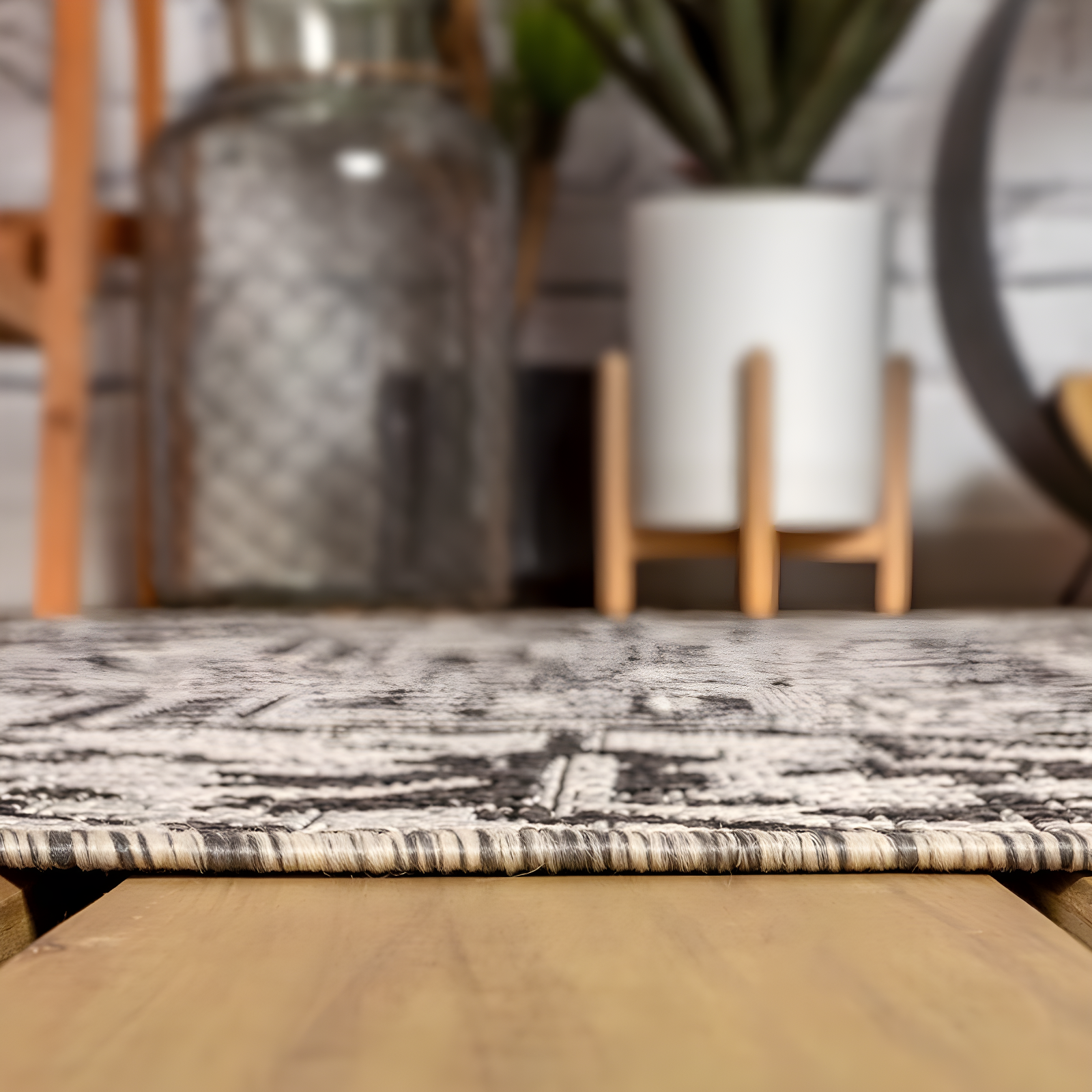 3'x5' Estrella Bohemian Medallion Textured Weave Indoor/Outdoor Area Rug, Black/Gray - JONATHAN Y