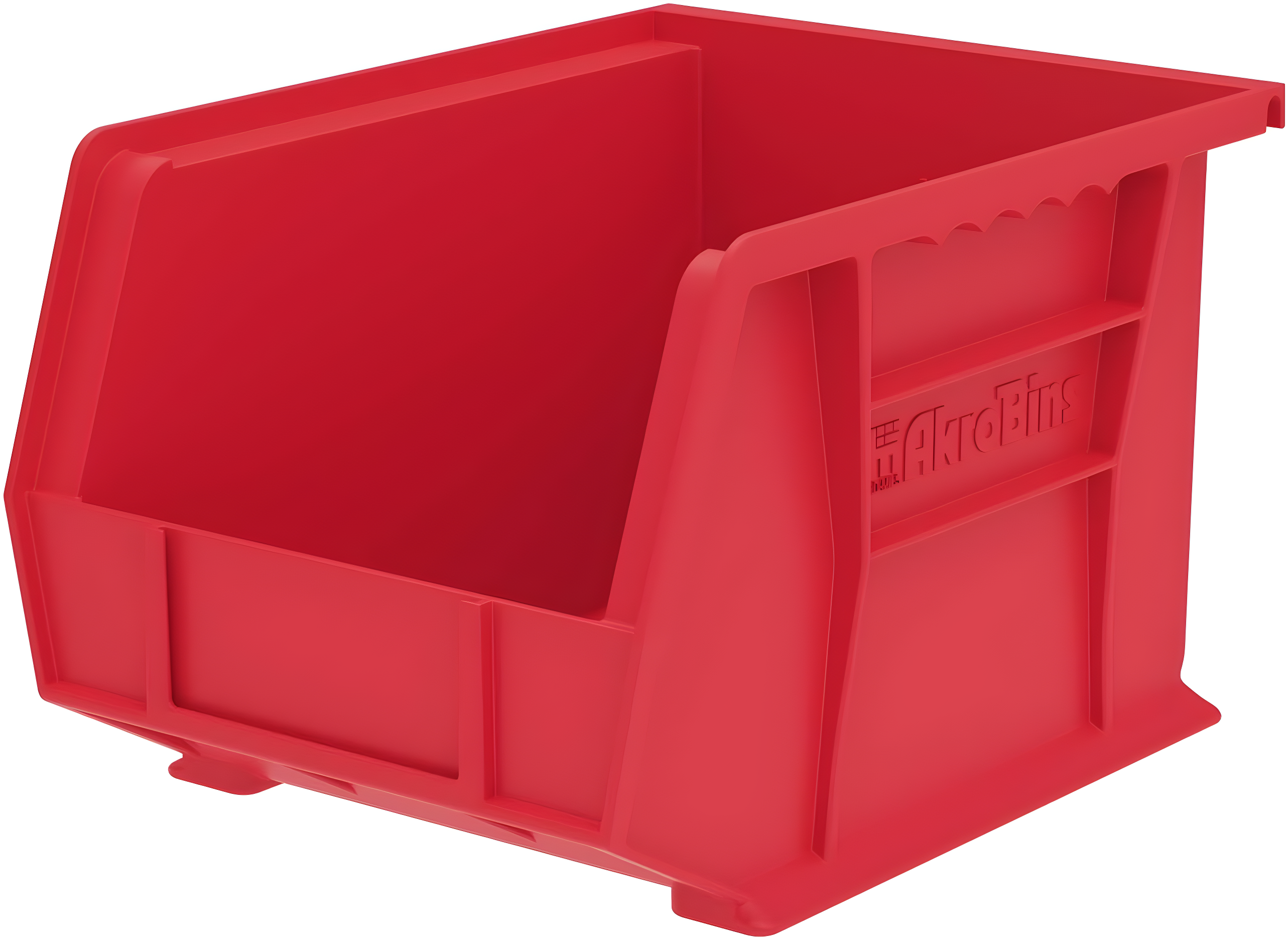 Red Stackable Plastic Storage Bin with Divider Slot