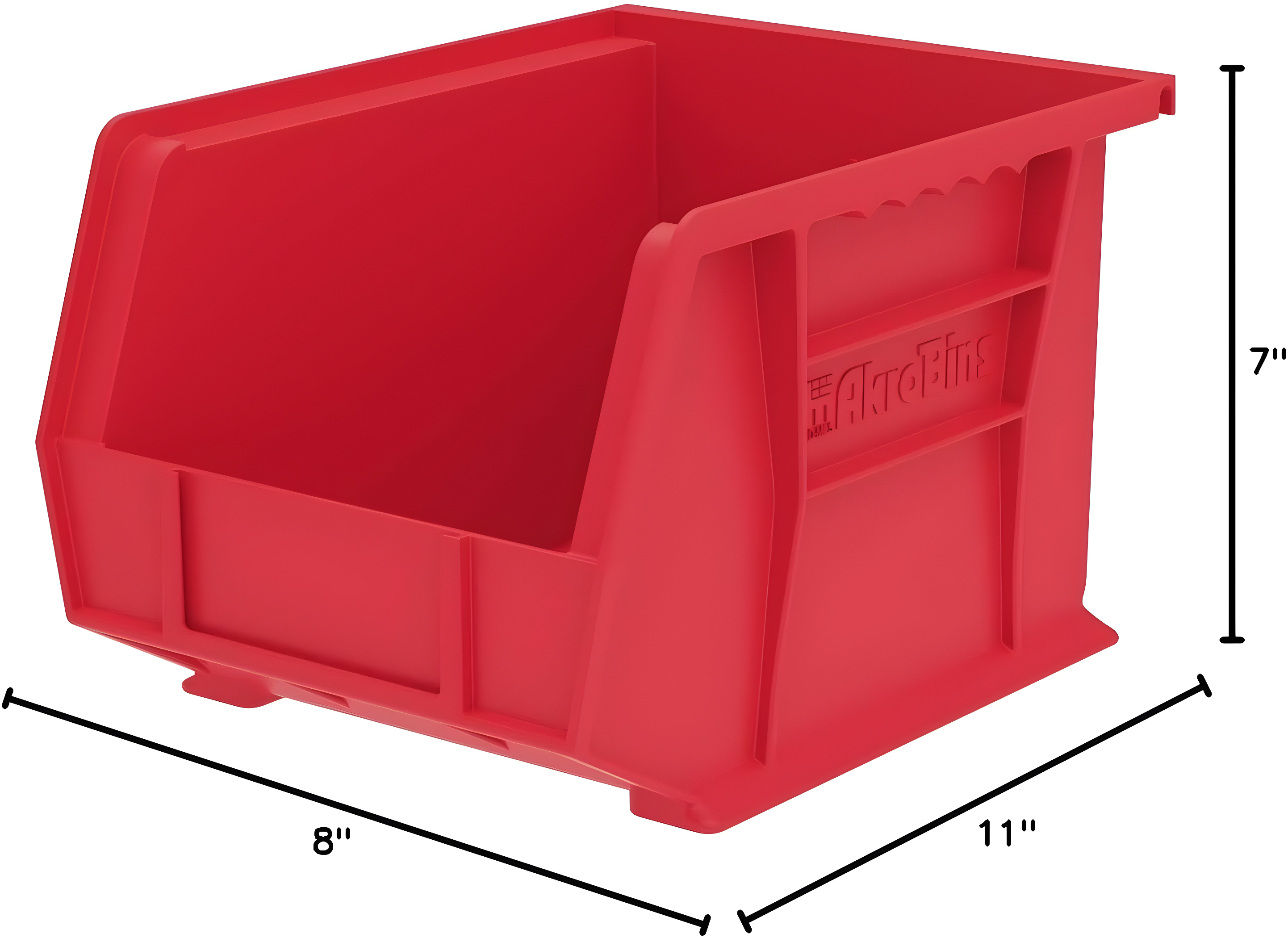Red Stackable Plastic Storage Bin with Divider Slot
