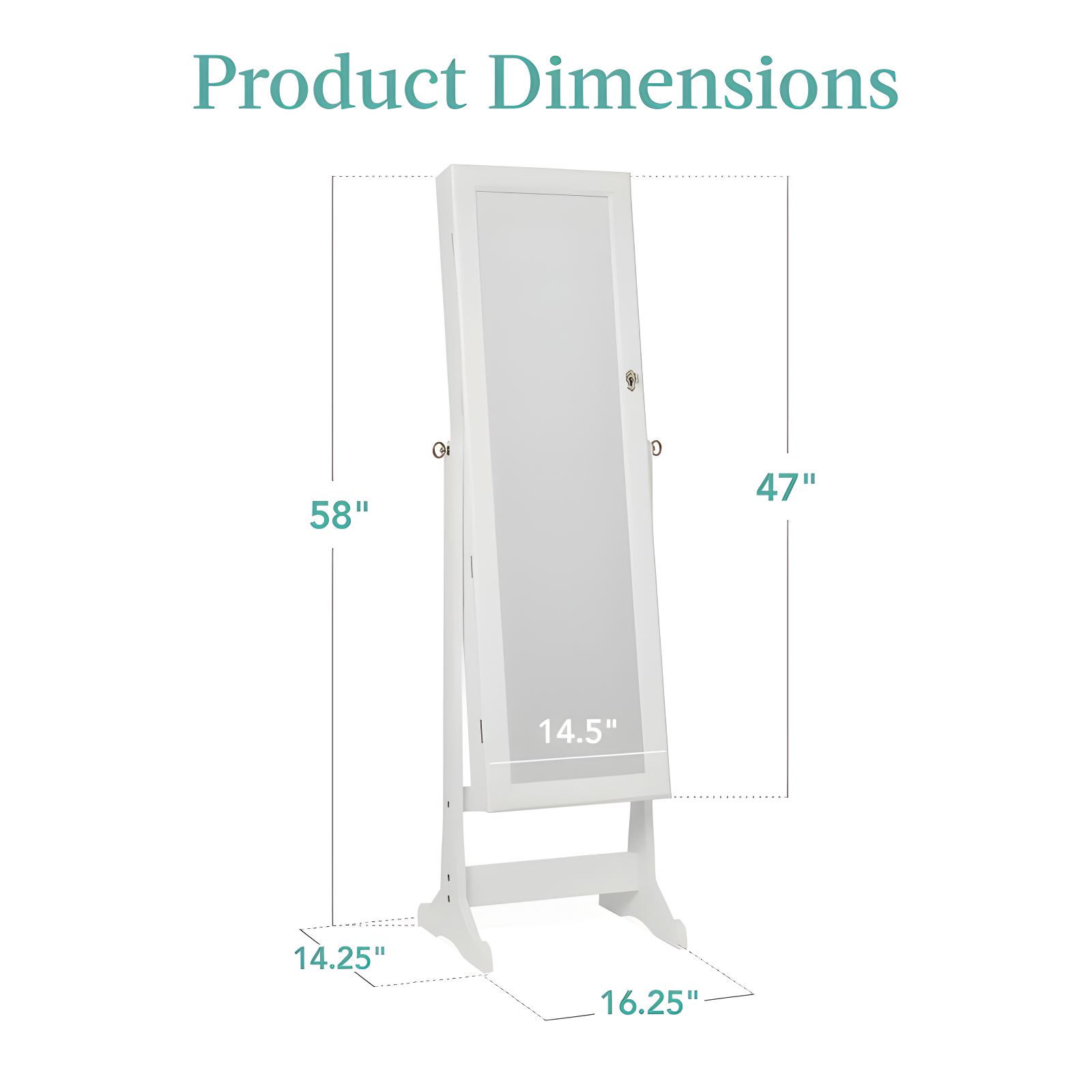 Best Choice Products Jewelry Armoire Cabinet, Full Length Mirror w/ Velvet Storage Interior, Lock - White