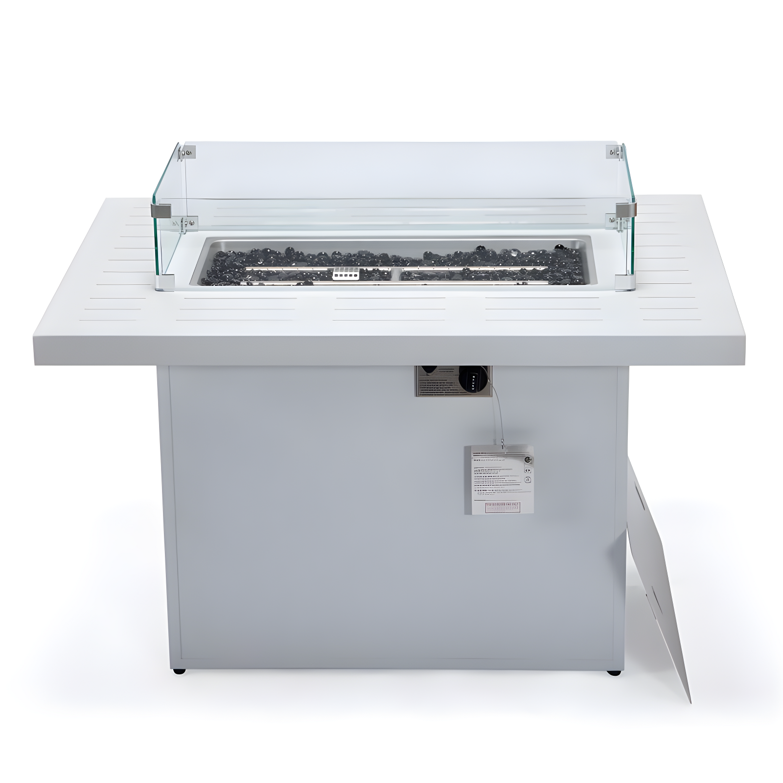 LeisureMod Chelsea Patio Modern Aluminum Propane Fire Pit Table in White