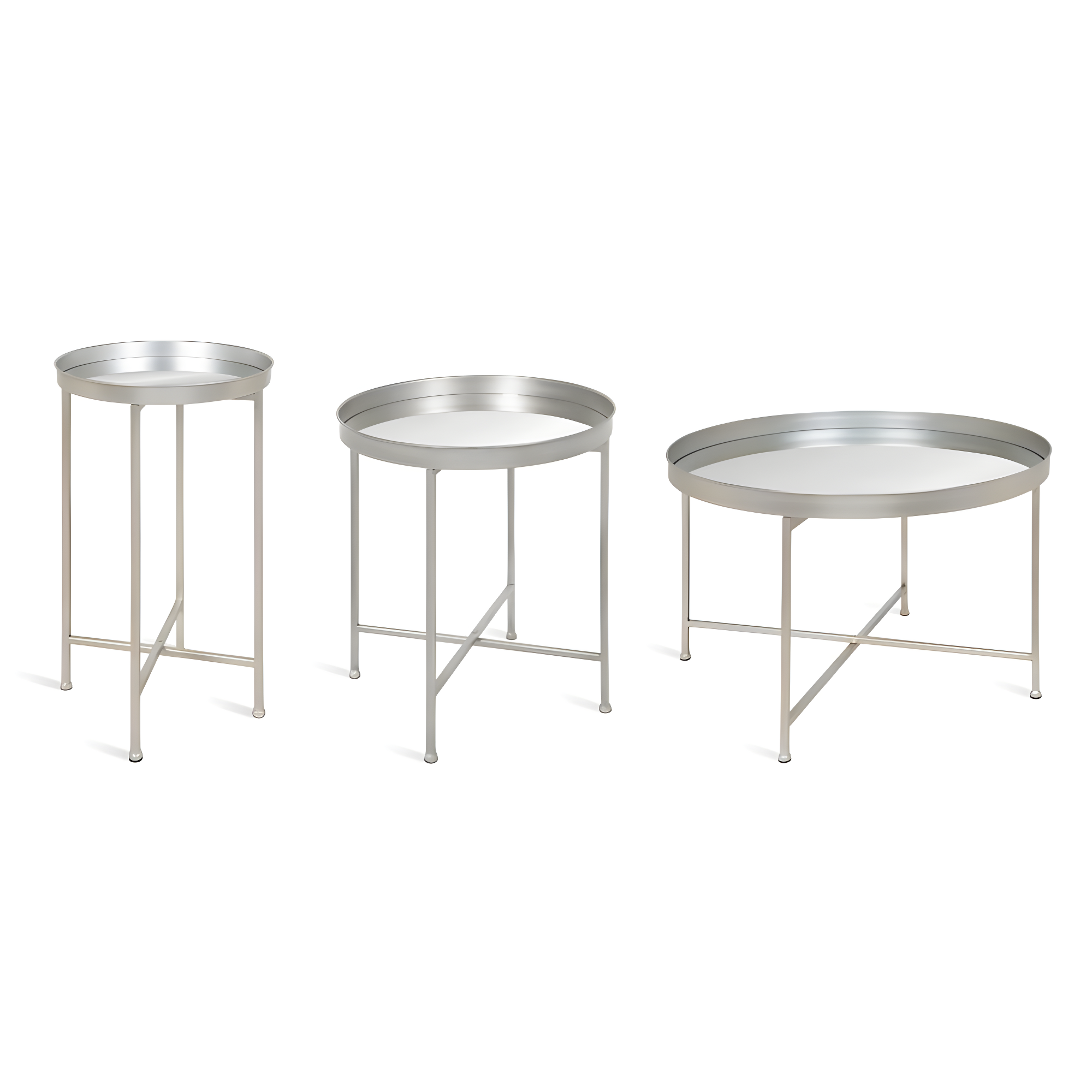 Kate and Laurel Celia Round Metal Coffee Table, 28.25x28.25x19, Silver