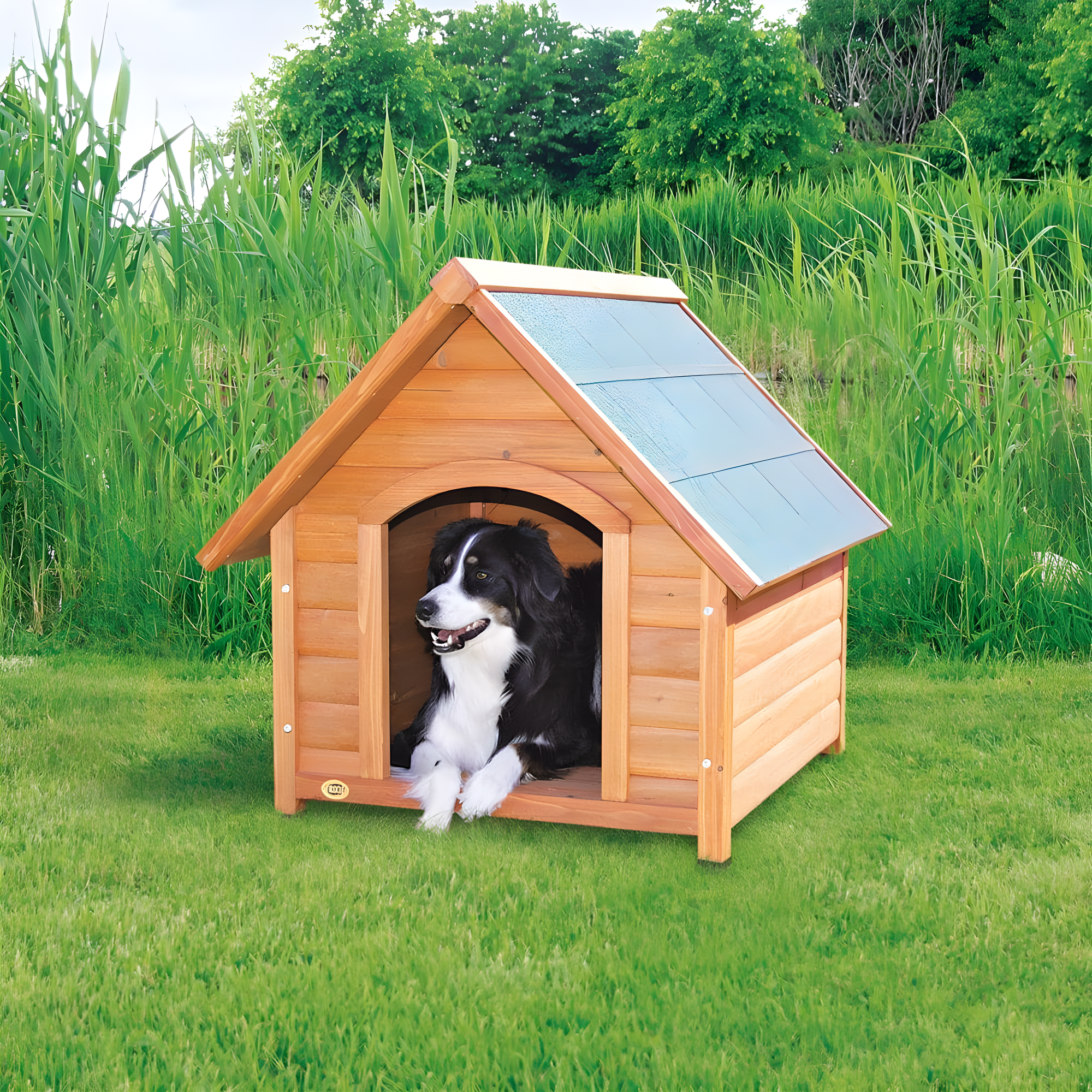 TRIXIE TRIXIE Weatherproof Outdoor Cottage Dog House, Elevated Floor, Peaked Roof