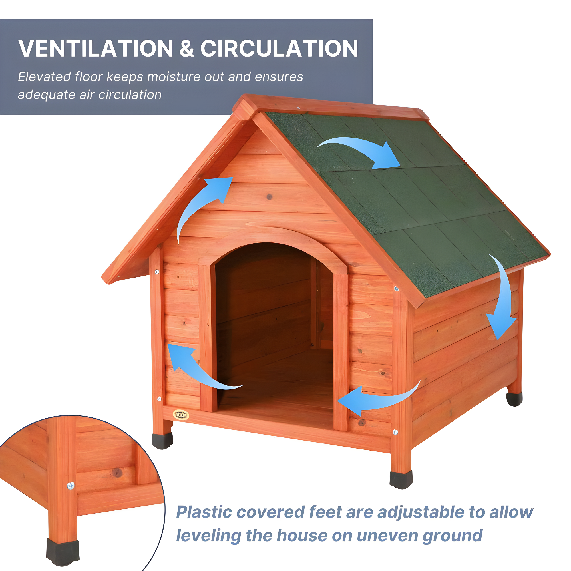 TRIXIE TRIXIE Weatherproof Outdoor Cottage Dog House, Elevated Floor, Peaked Roof