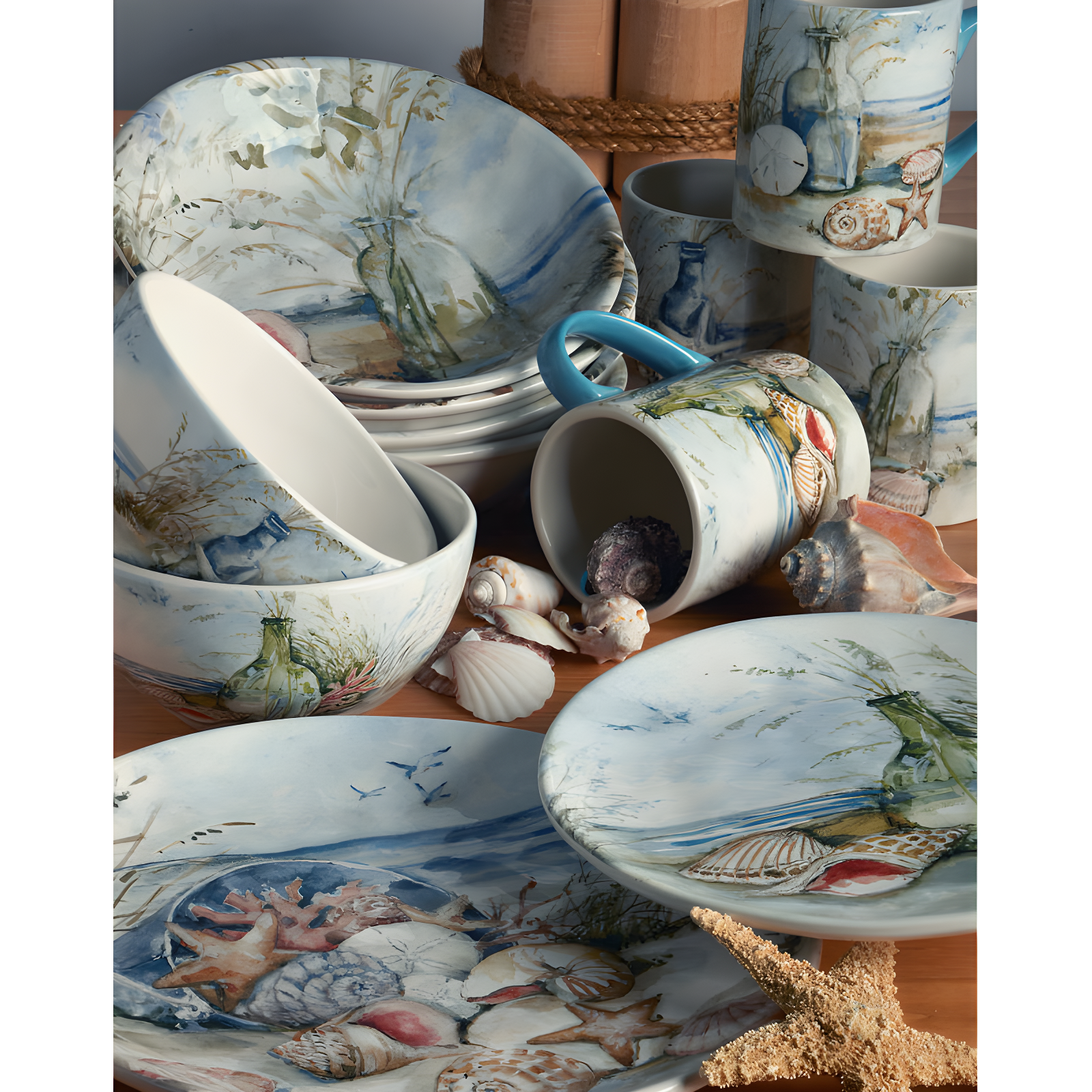 Coastal Landscape Set Of 4 Dinner Plate 11"