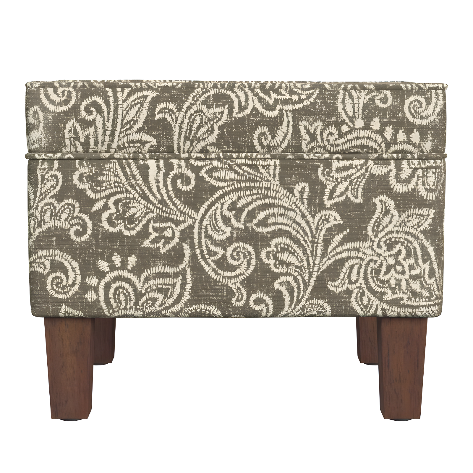 HomePop Medium Storage Ottoman Brown : Upholstered Footstool, Floral Pattern, Hardwood Frame