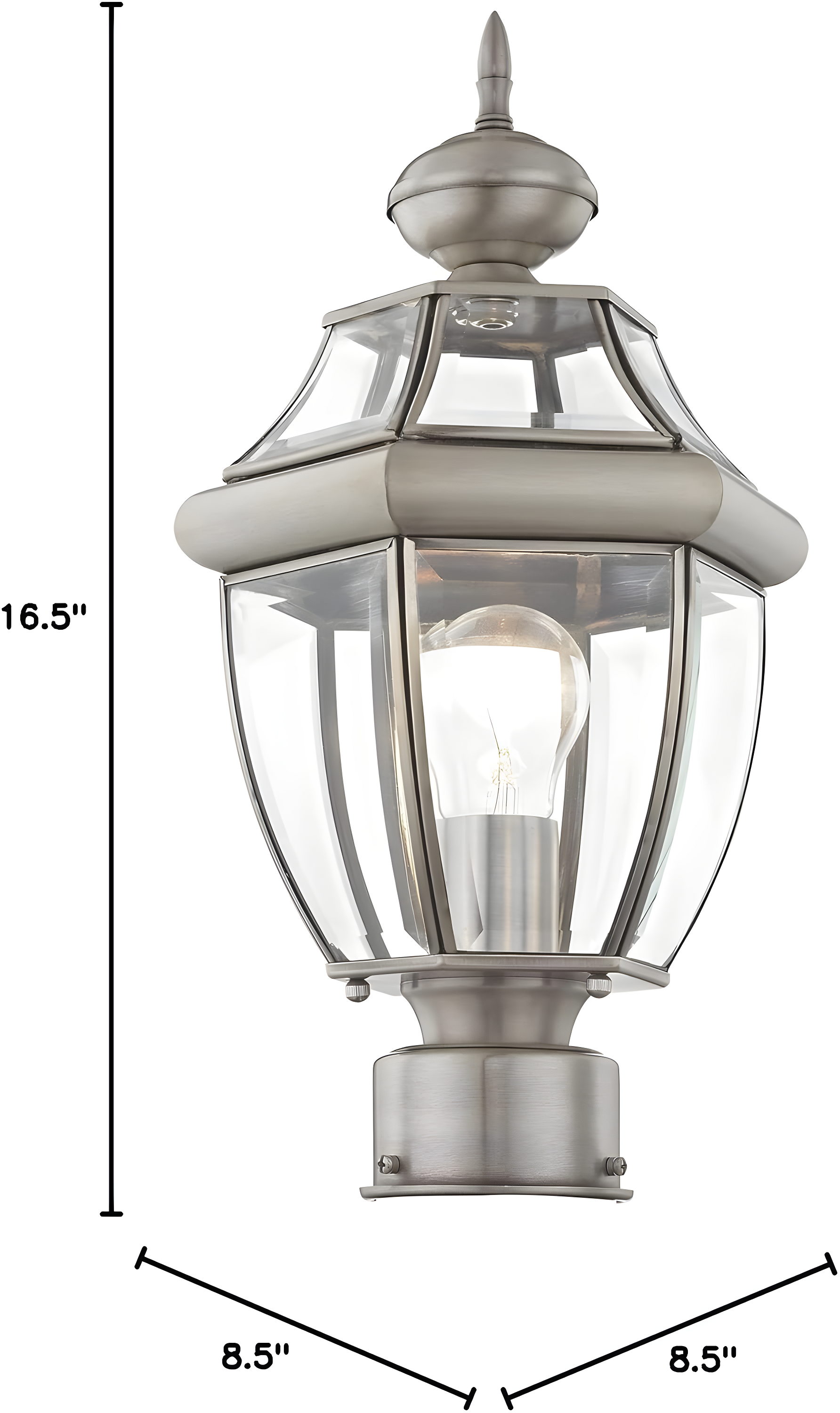 Lighting Lumens Outdoor Post Lantern Pendant Lighting Fixture - with Clear Glass Shade