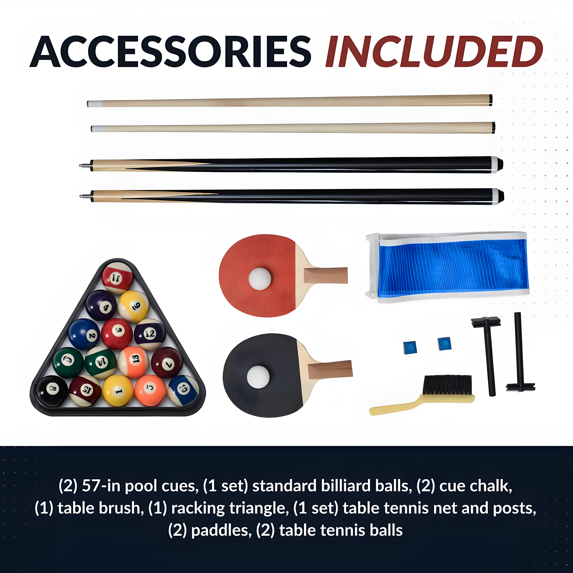 Hathaway Newport Stylish 7 Ft Multi Game Pool Table Combo with Dining Top and Ping Pong – Includes Benches for Home Storage and Accessories