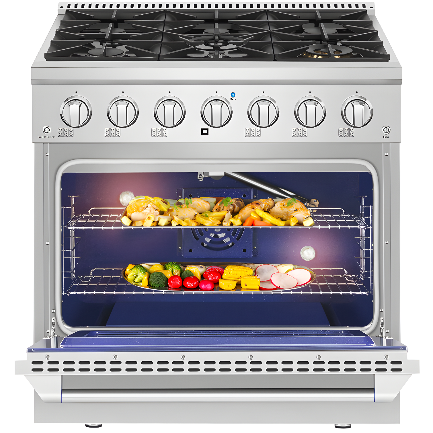 Empava 36" 5.2 Cubic Feet Smart Retro Natural Gas Slide-In Range with 6 Burners