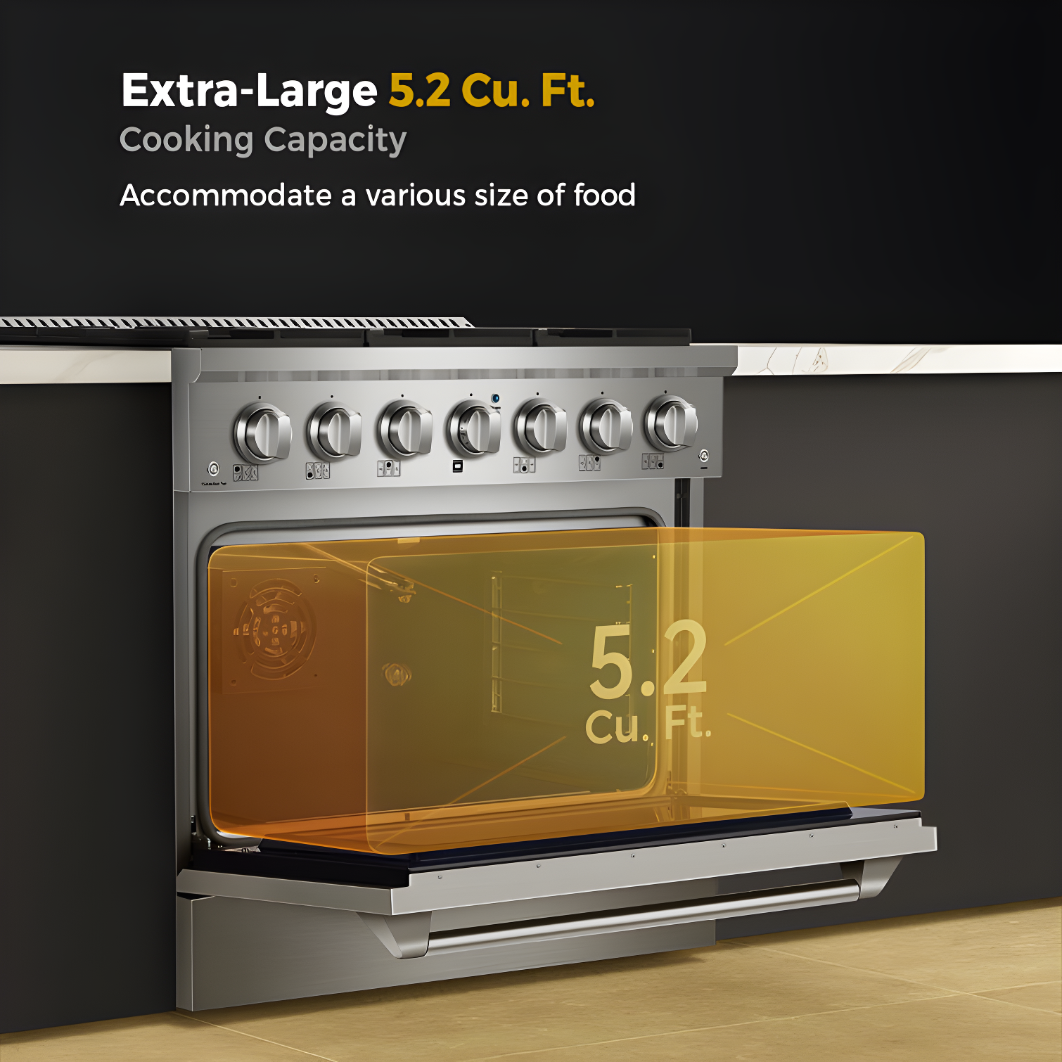 Empava 36" 5.2 Cubic Feet Smart Retro Natural Gas Slide-In Range with 6 Burners