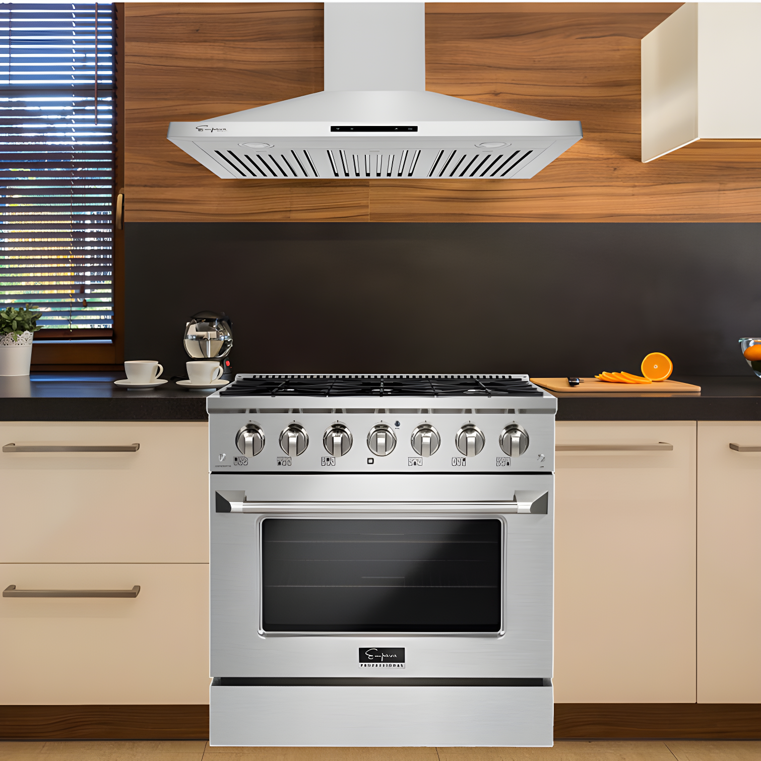 Empava 36" 5.2 Cubic Feet Smart Retro Natural Gas Slide-In Range with 6 Burners