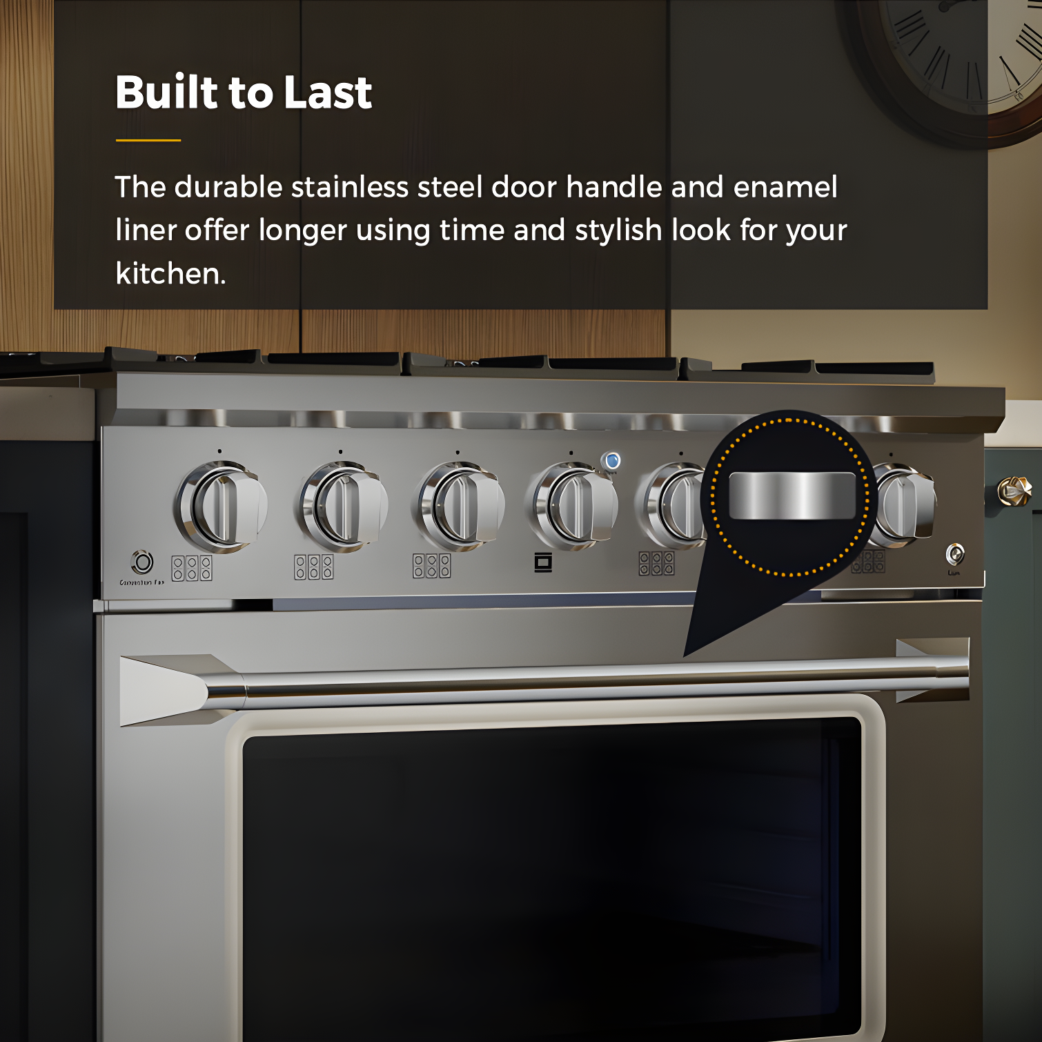 Empava 36" 5.2 Cubic Feet Smart Retro Natural Gas Slide-In Range with 6 Burners