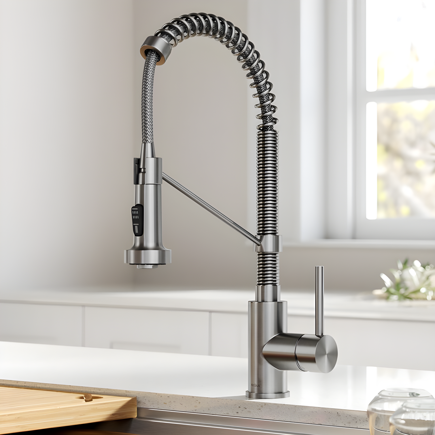 KRAUS Bolden Commercial Style 2-Function Single Handle Pull Down Kitchen Faucet