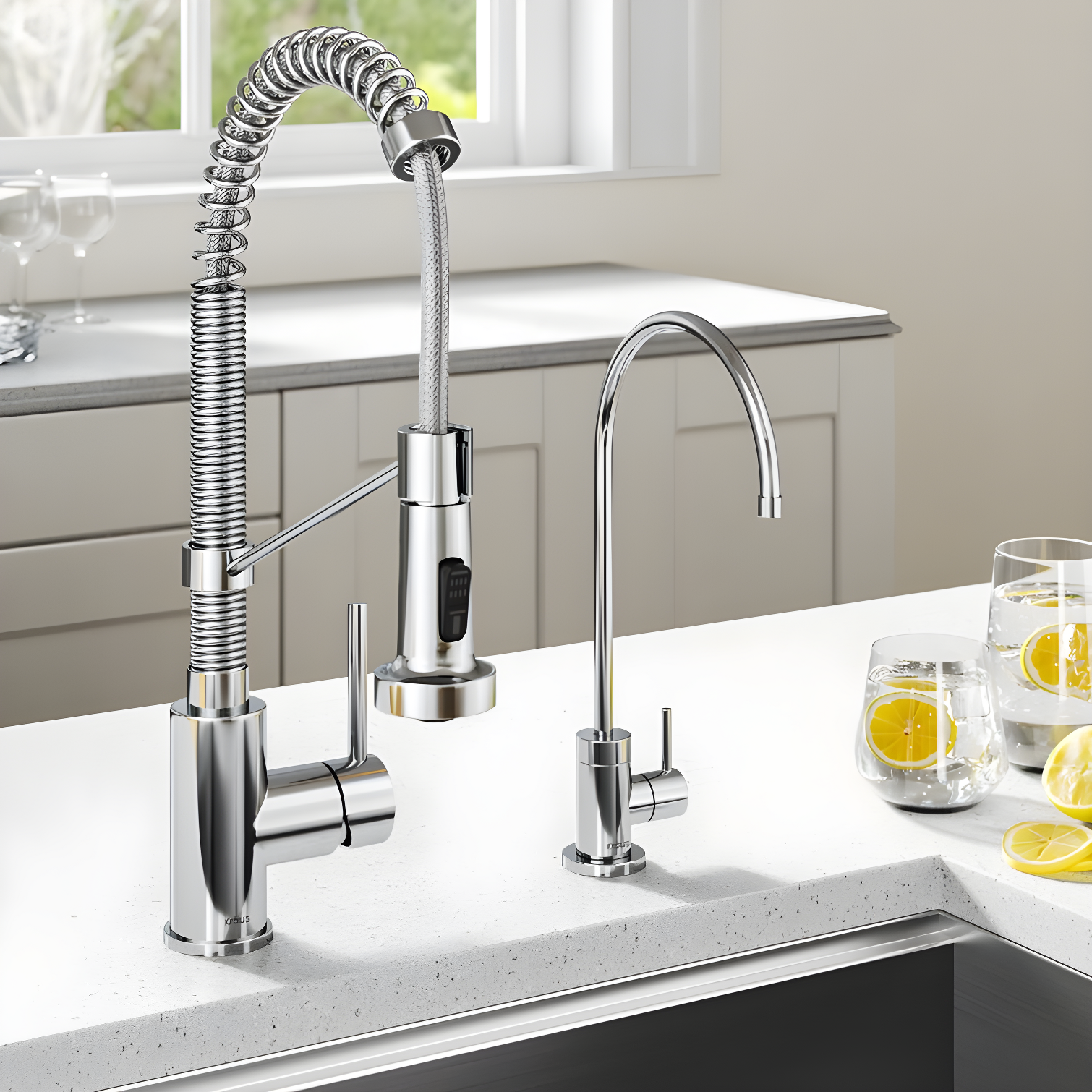 KRAUS Bolden Commercial Style 2-Function Single Handle Pull Down Kitchen Faucet