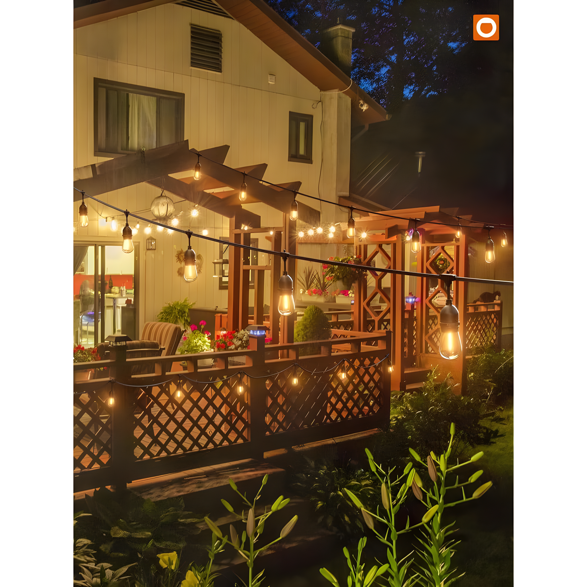 addlon 48 FT Outdoor String Lights Commercial Grade Weatherproof Strand, 18 Edison Vintage Bulbs, 15 Hanging Sockets (3 Spare Bulbs), ETL Listed Heavy-Duty Decorative Christmas Lights for Patio Garden
