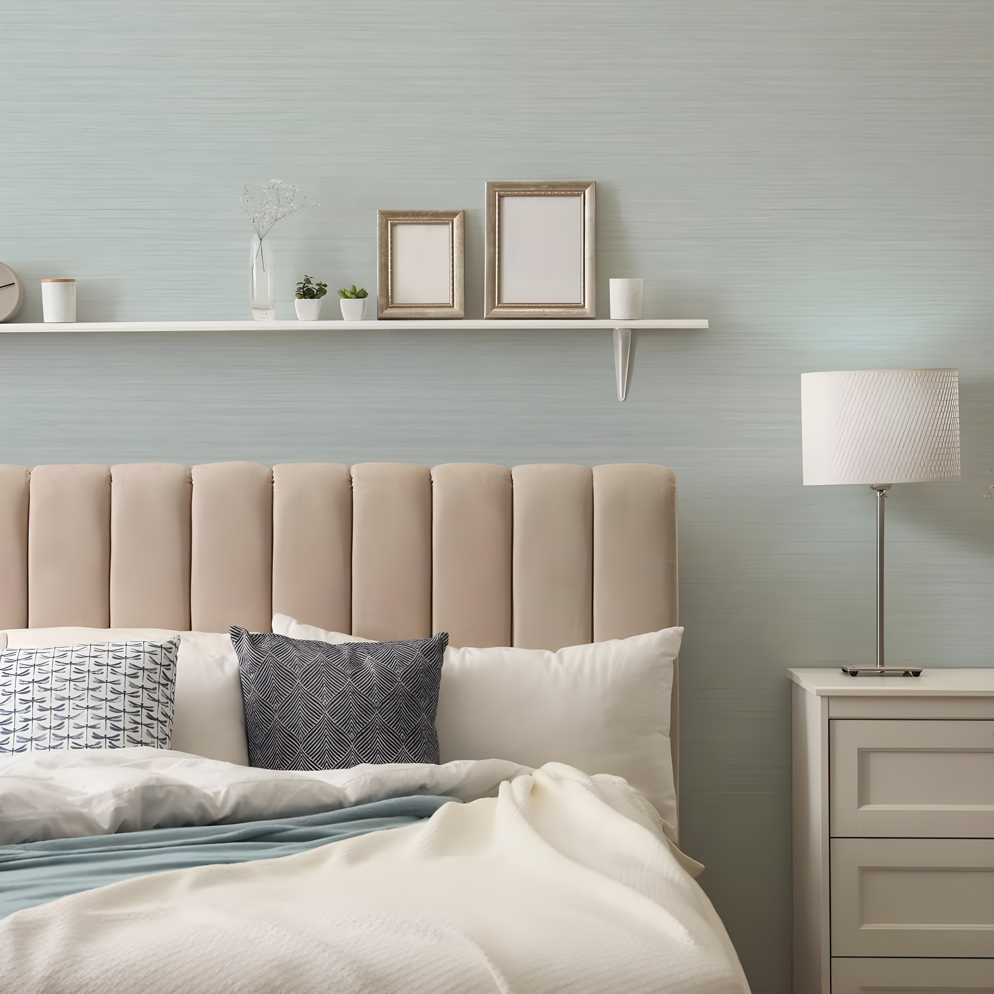 Tempaper & Co.® Faux Horizontal Grasscloth Removable Peel and Stick Wallpaper, Textured Seaglass, 28 sq. ft.: Vinyl, Prepasted