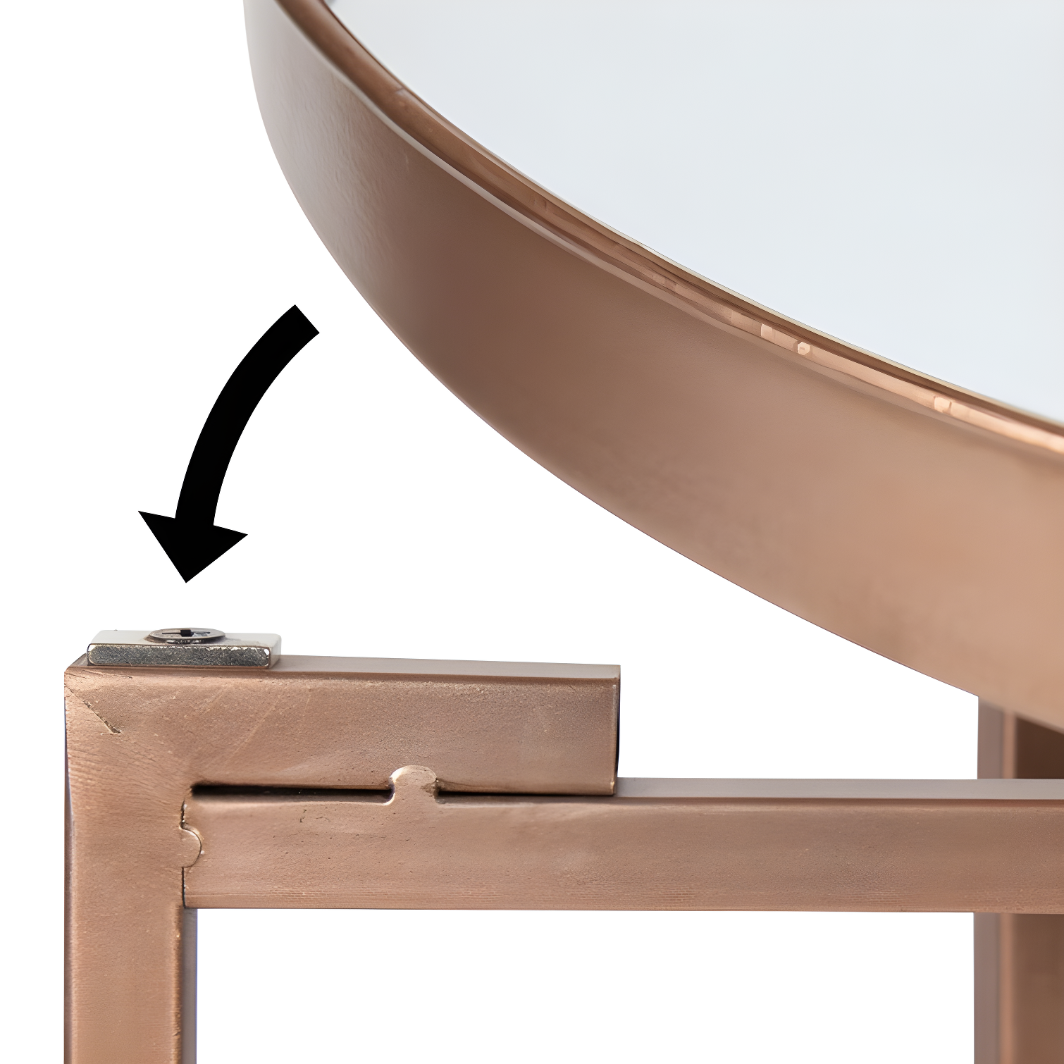 Kate and Laurel Celia Round Metal Foldable Coffee Table with Mirrored Tray Top, Rose Gold