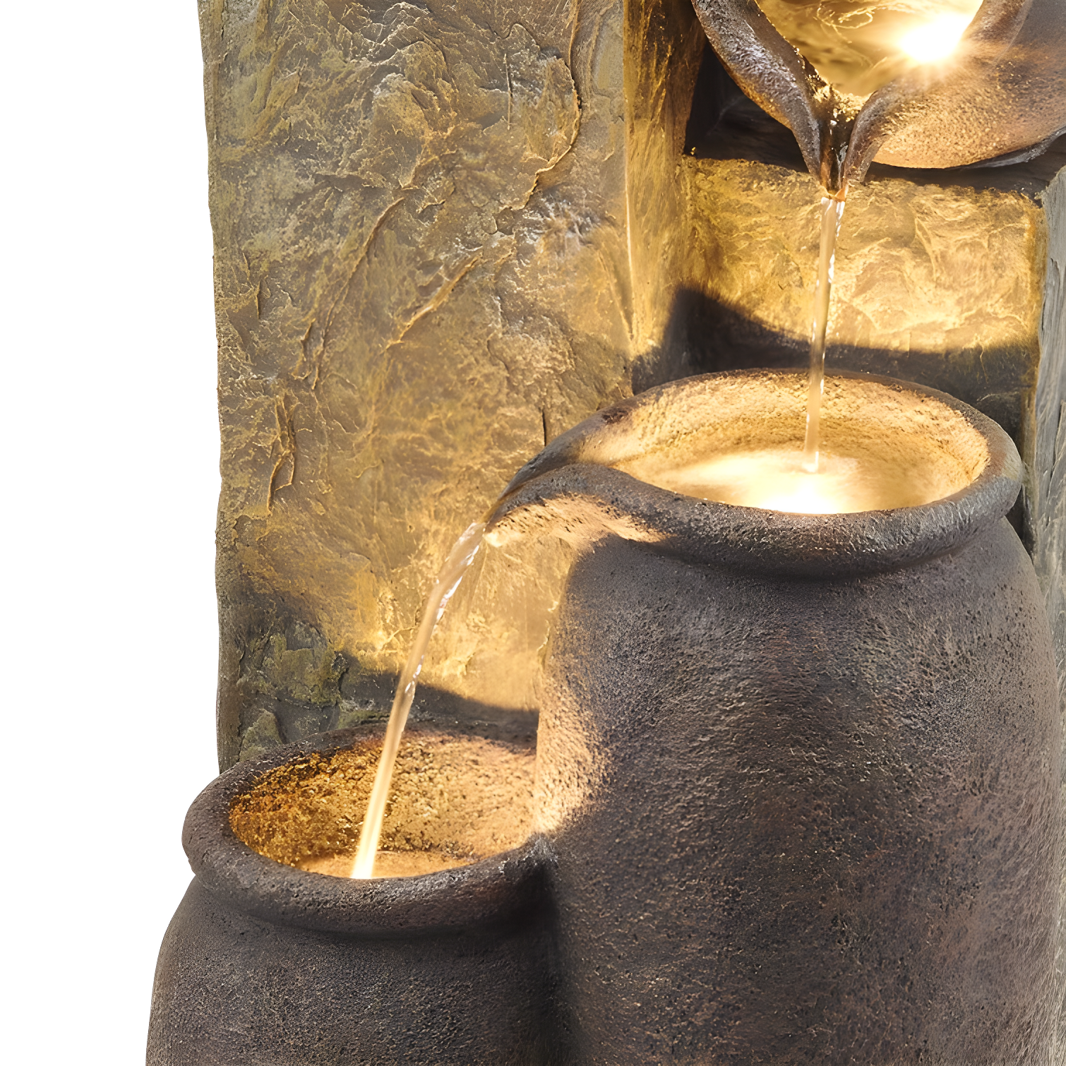 Alpine Weather Resistant Floor Fountain with Light