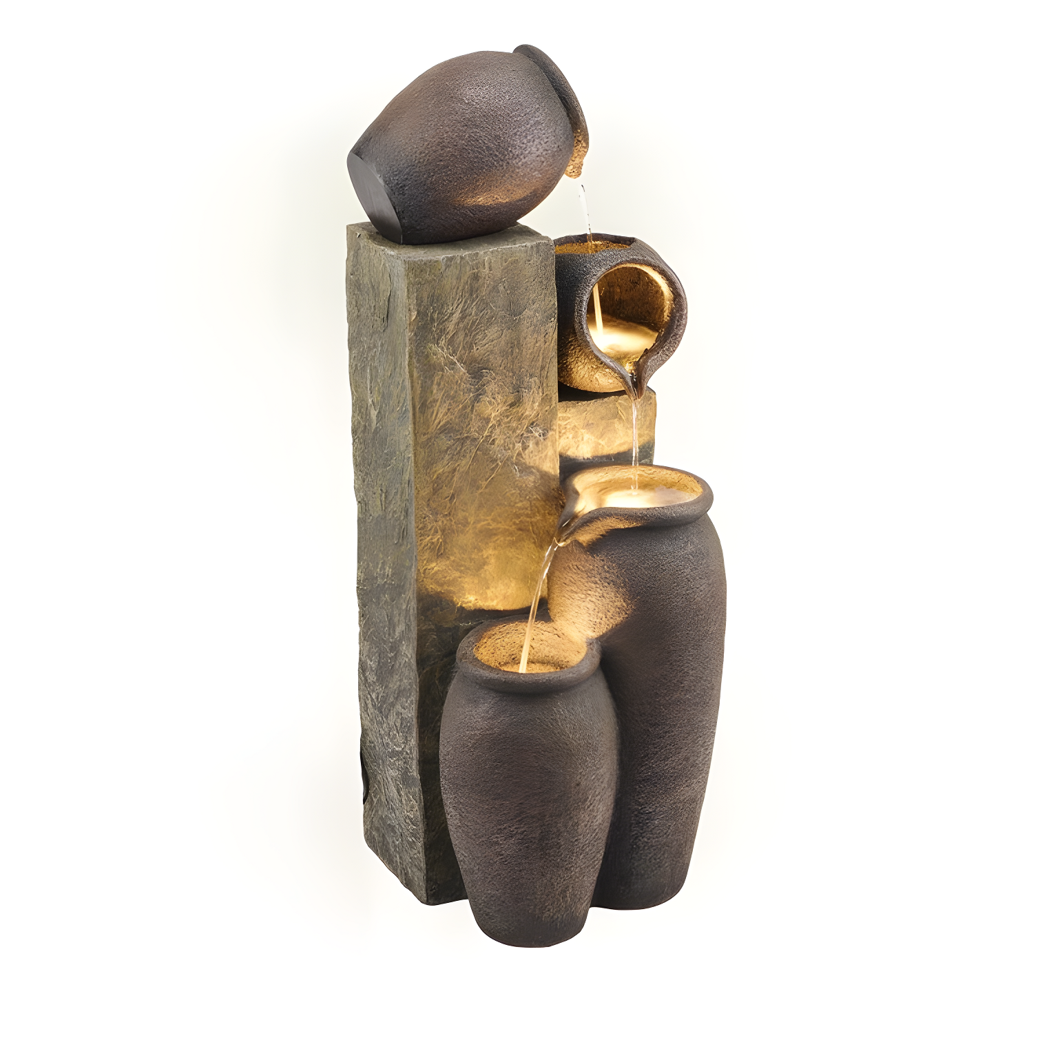 Alpine Weather Resistant Floor Fountain with Light