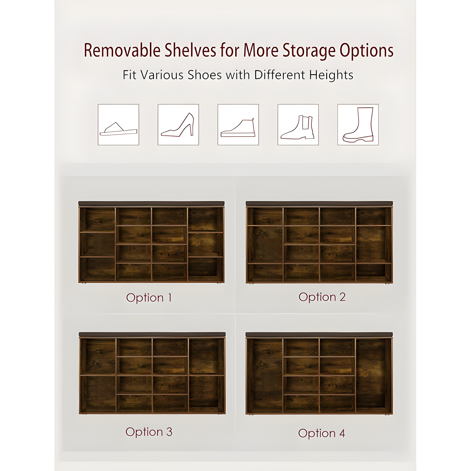 Shoe Organizer for Entryway, Storage Bench with Cushion