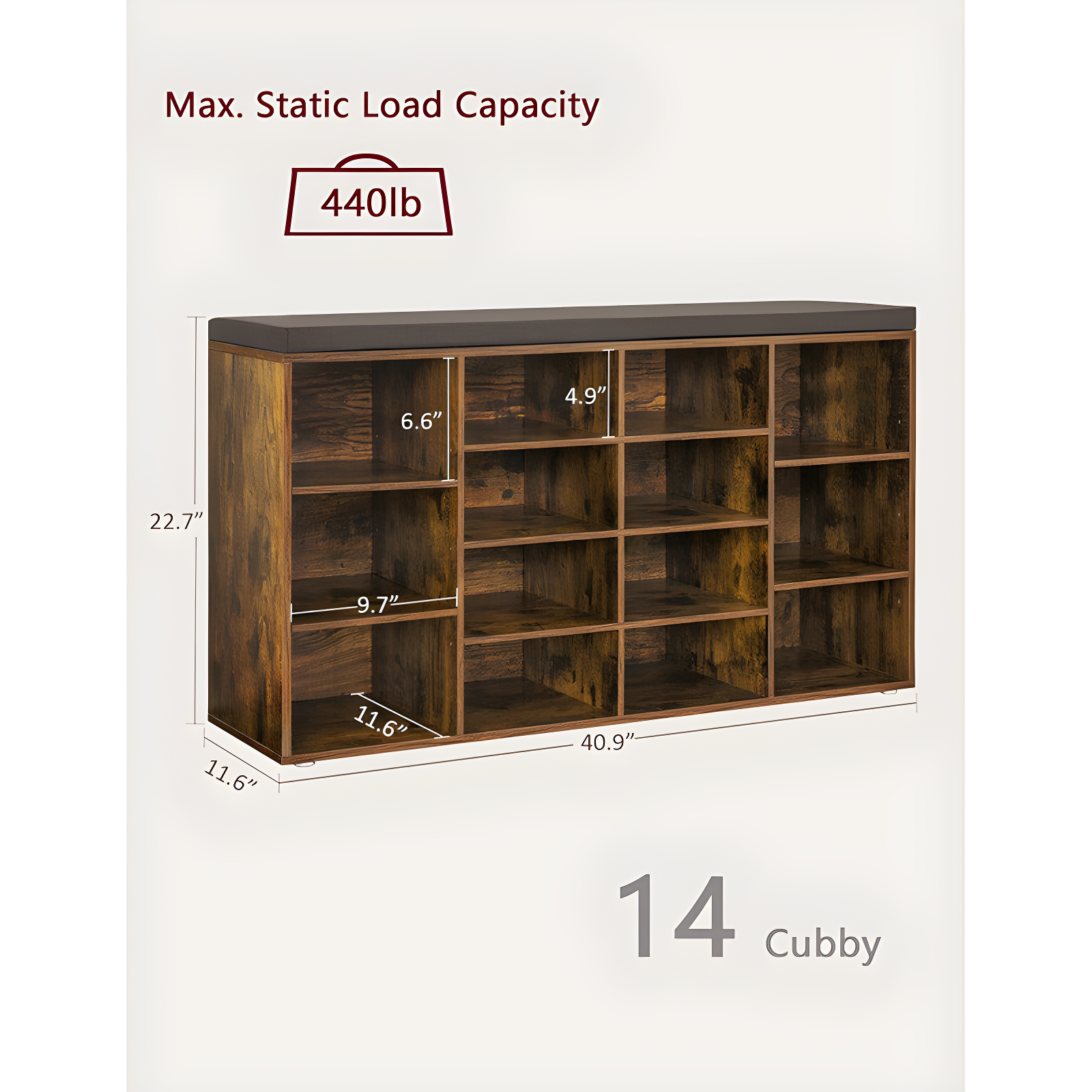 Shoe Organizer for Entryway, Storage Bench with Cushion