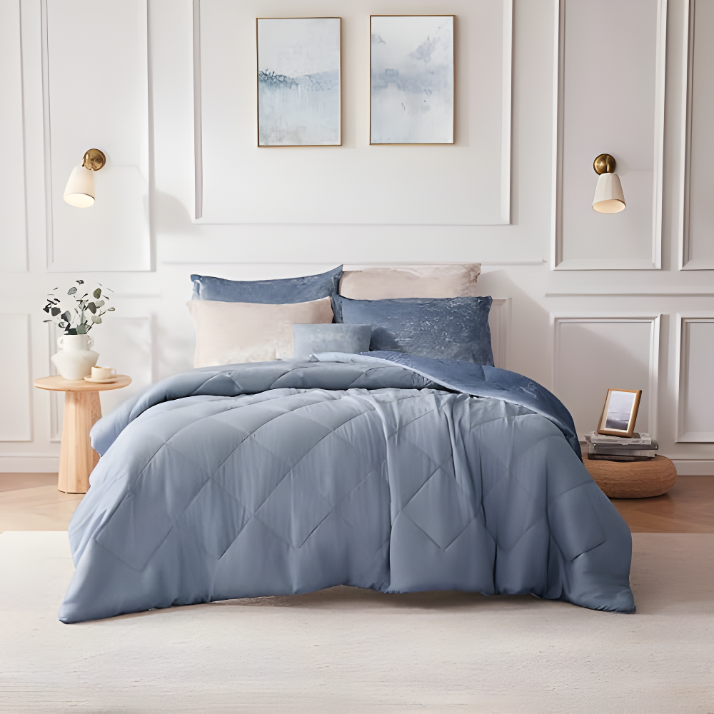 Felicia Crushed Velvet Comforter Set with Throw Pillow