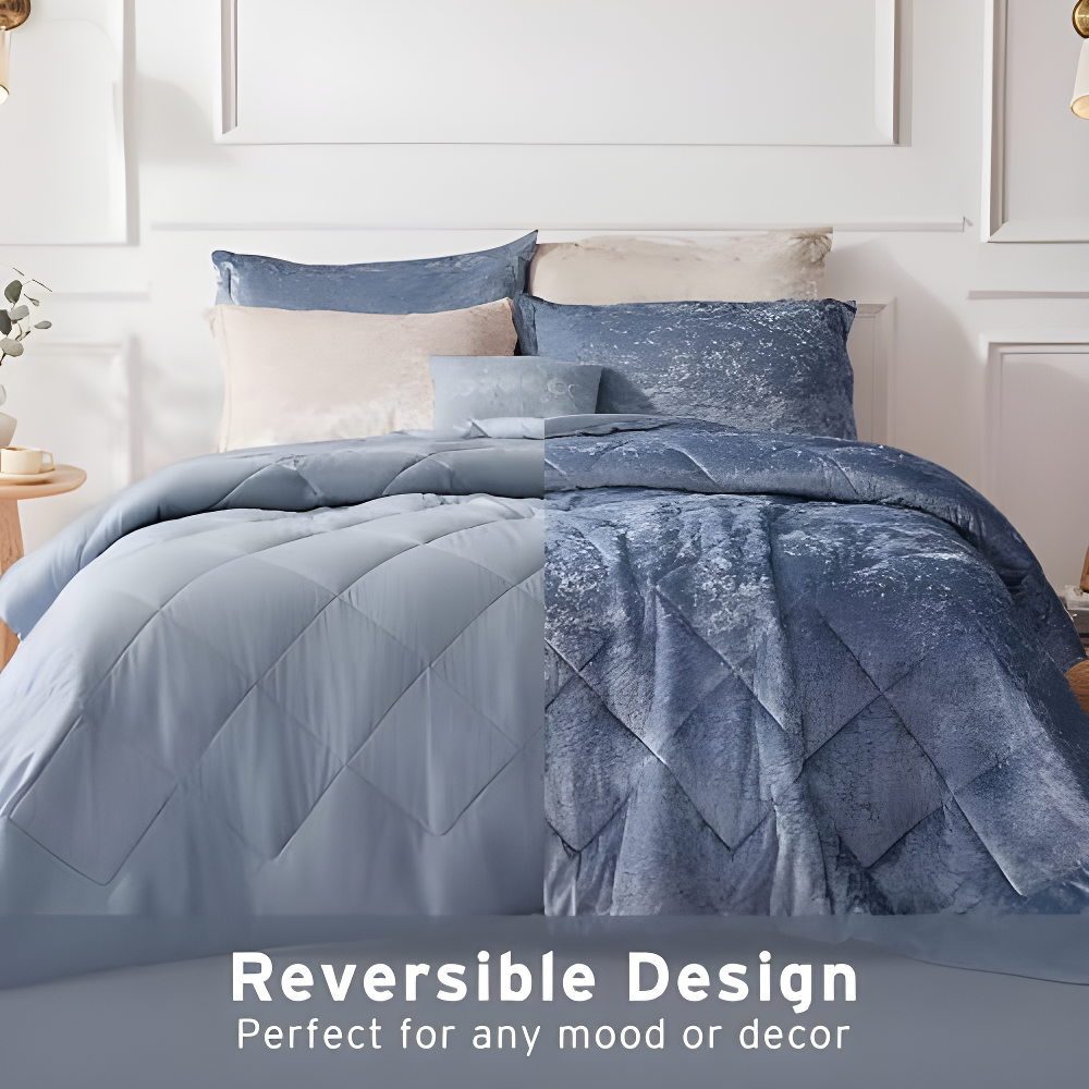 Felicia Crushed Velvet Comforter Set with Throw Pillow