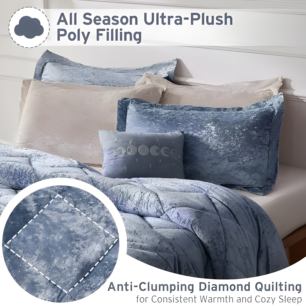 Felicia Crushed Velvet Comforter Set with Throw Pillow