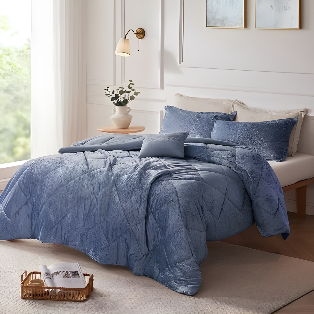 Felicia Crushed Velvet Comforter Set with Throw Pillow