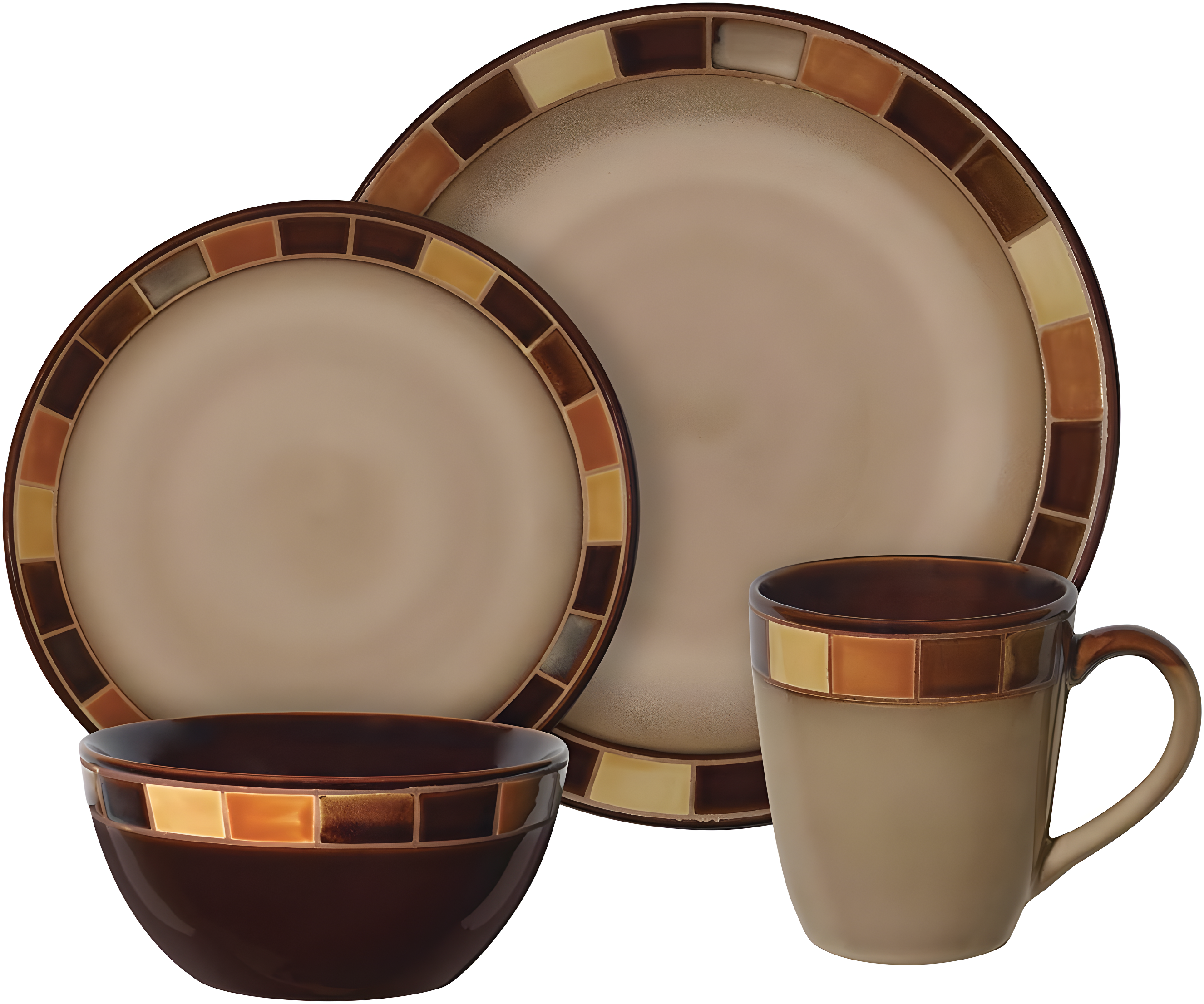 Gibson Elite Casa Estebana 16 Piece Dinnerware Plates, Bowls, & Mugs Set, Cream