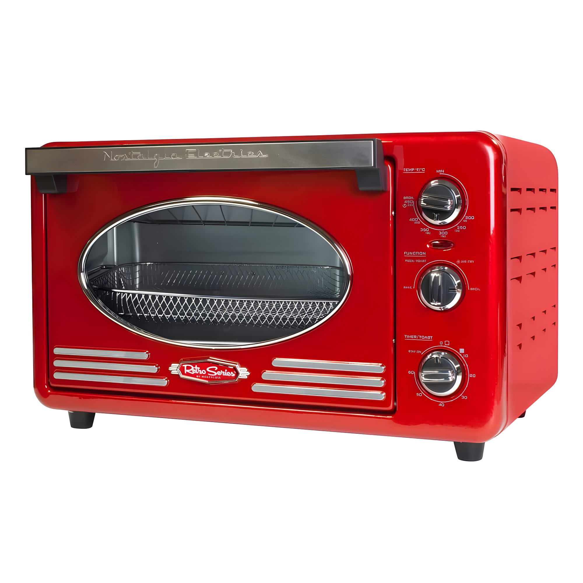 Nostalgia Nostalgia Large-Capacity 0.7-Cu. Ft. Capacity Multi-Functioning Retro Air Fryer Toaster Oven, Fits 12 Slices of Bread and Two 12-Inch Pizzas, Built In Timer, Includes Baking Pan, Wire Racks and Crumb Tray