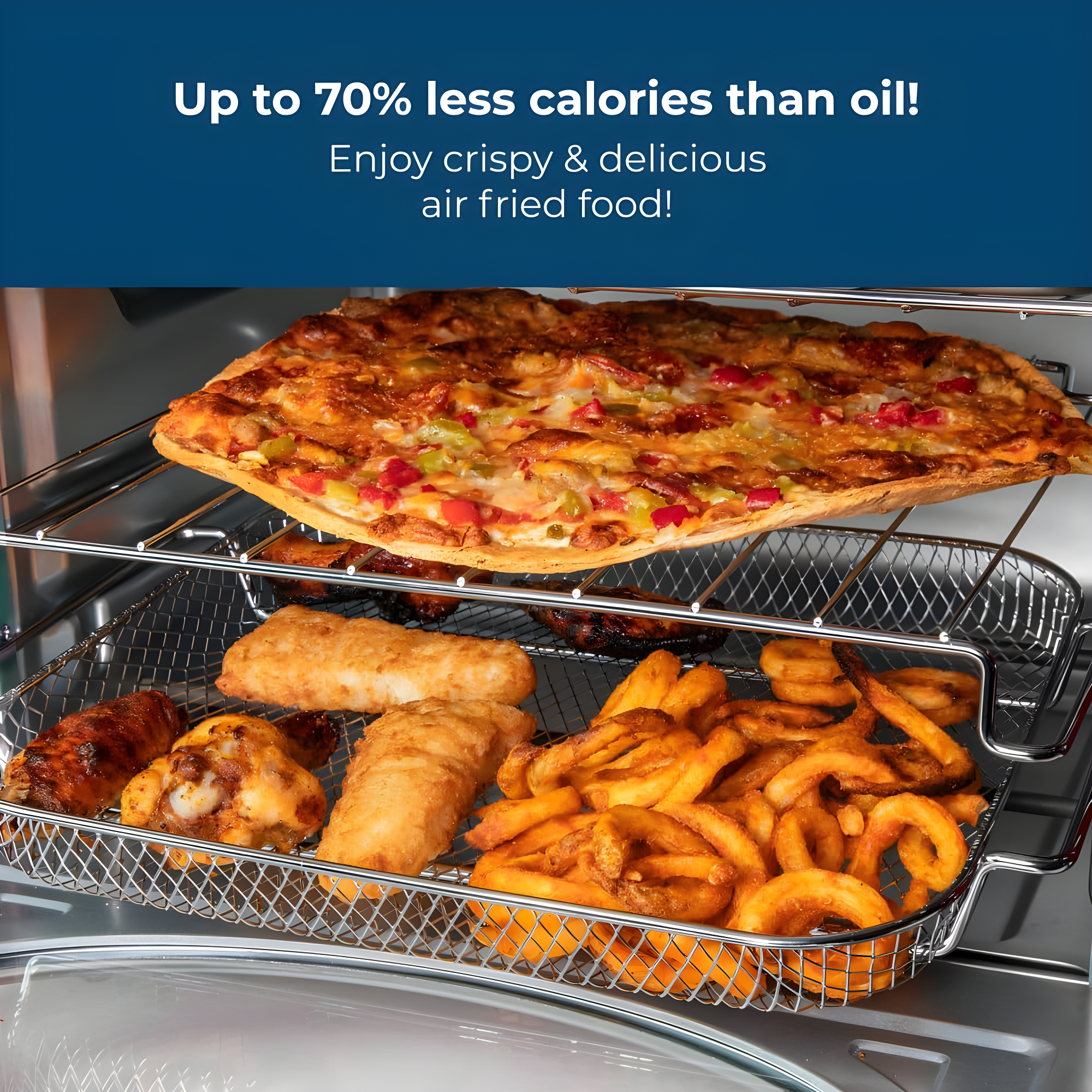 Nostalgia Nostalgia Large-Capacity 0.7-Cu. Ft. Capacity Multi-Functioning Retro Air Fryer Toaster Oven, Fits 12 Slices of Bread and Two 12-Inch Pizzas, Built In Timer, Includes Baking Pan, Wire Racks and Crumb Tray