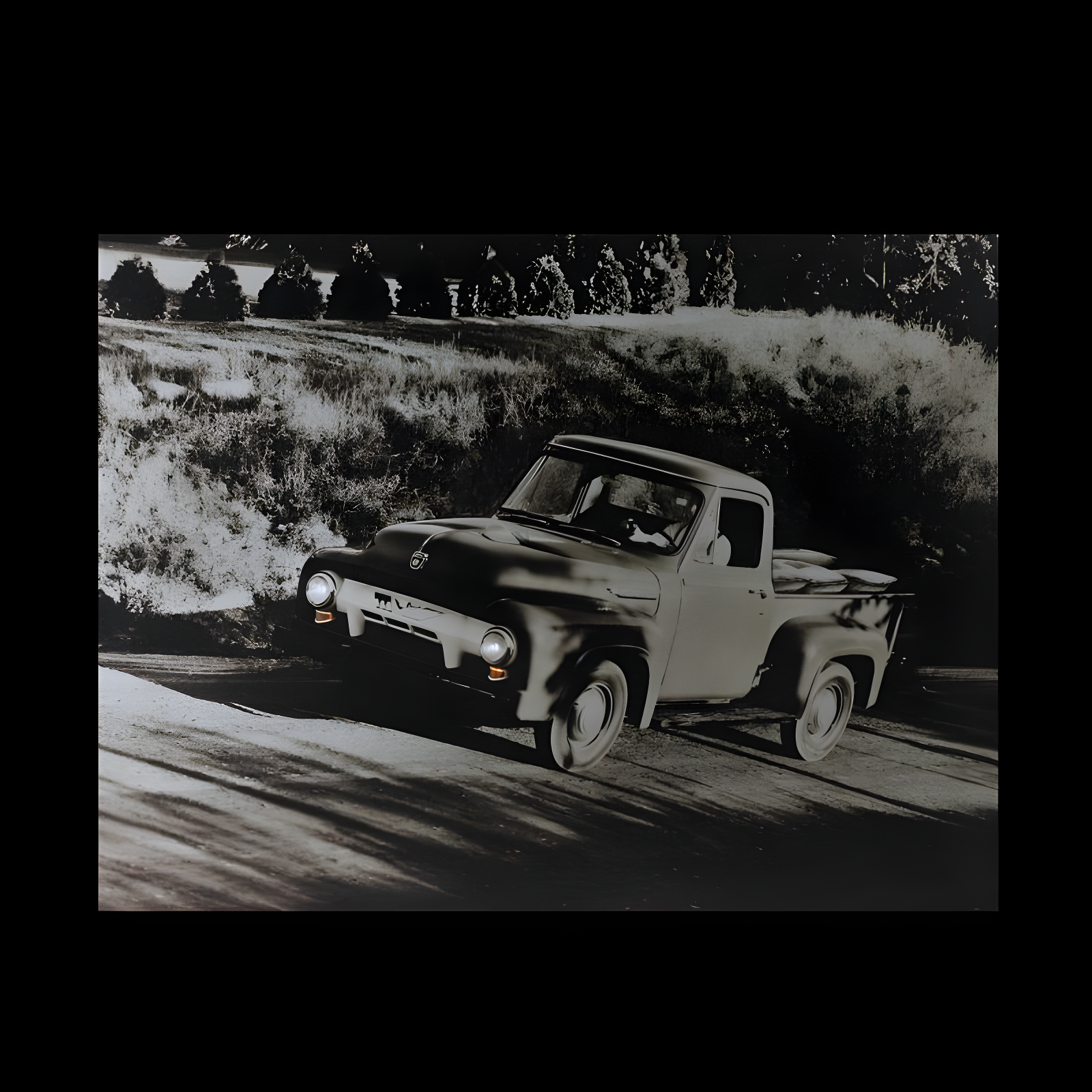 LED Lighted Older Model Ford Truck Canvas Wall Art 12" x 15.75"