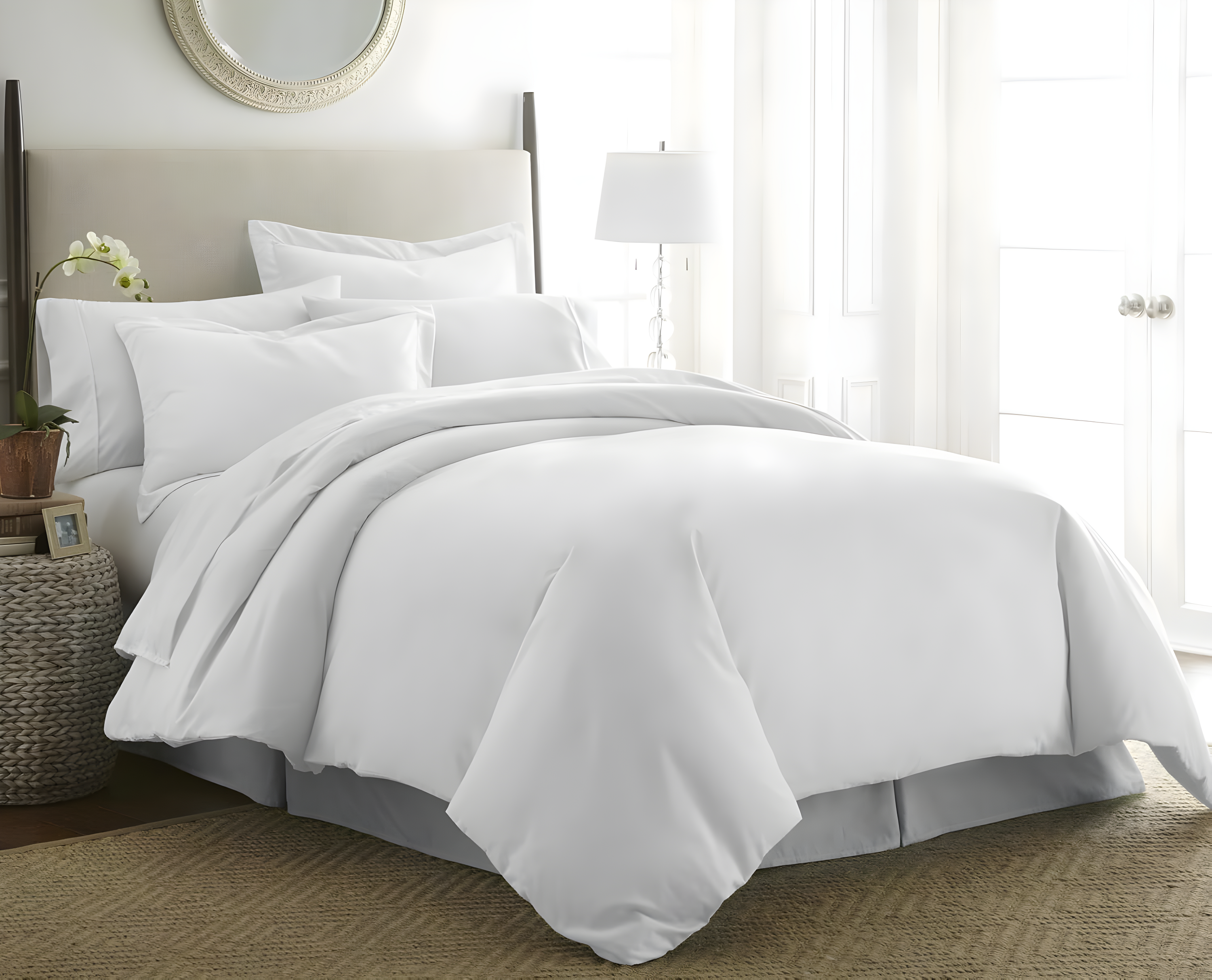 White Microfiber Twin 3-Piece Duvet Cover Set