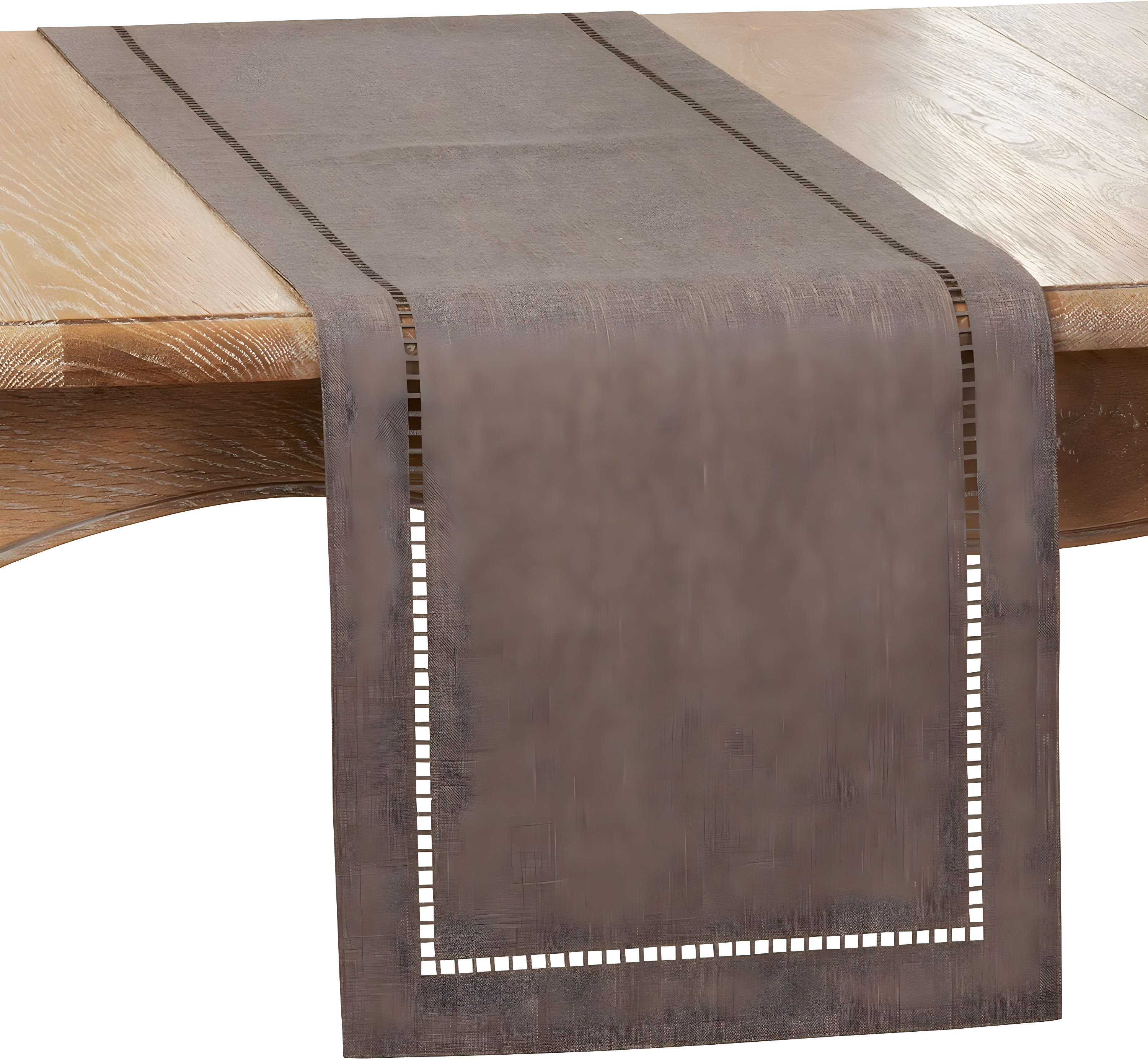 Saro Lifestyle Dining Table Runner With Laser-Cut Hemstitch Design, Charcoal, 14" x 54"