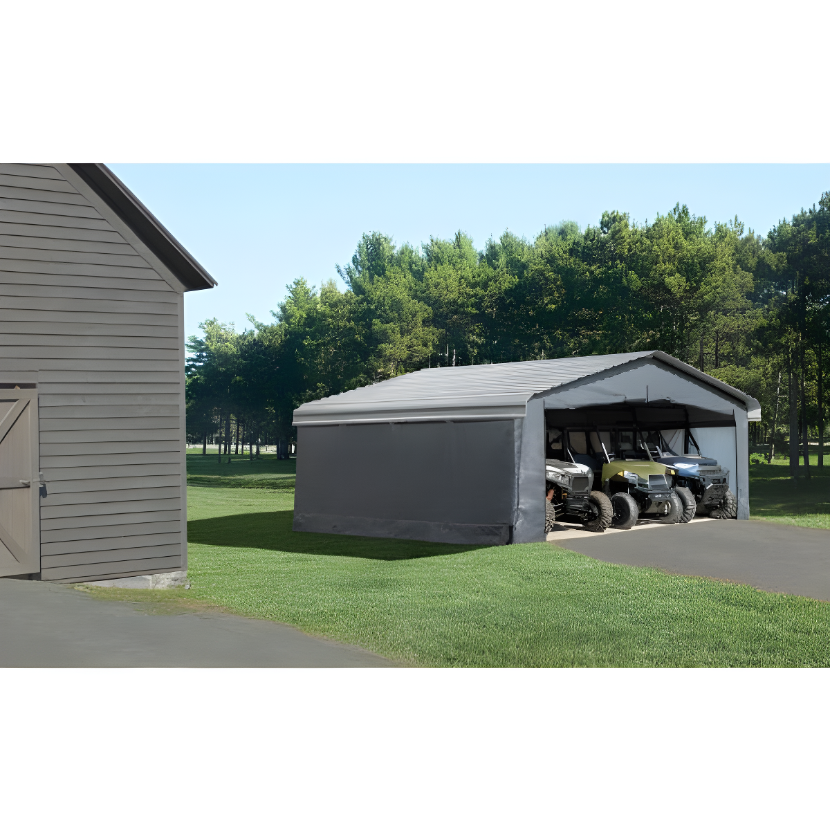 Arrow Carports Enclosure Kit for Galvanized Steel Carport, Fabric Carport Wall Panels, 20' x 20' x 7'