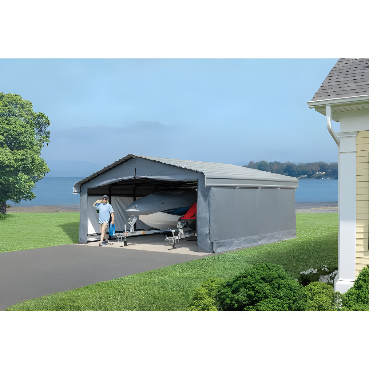 Arrow Carports Enclosure Kit for Galvanized Steel Carport, Fabric Carport Wall Panels, 20' x 20' x 7'