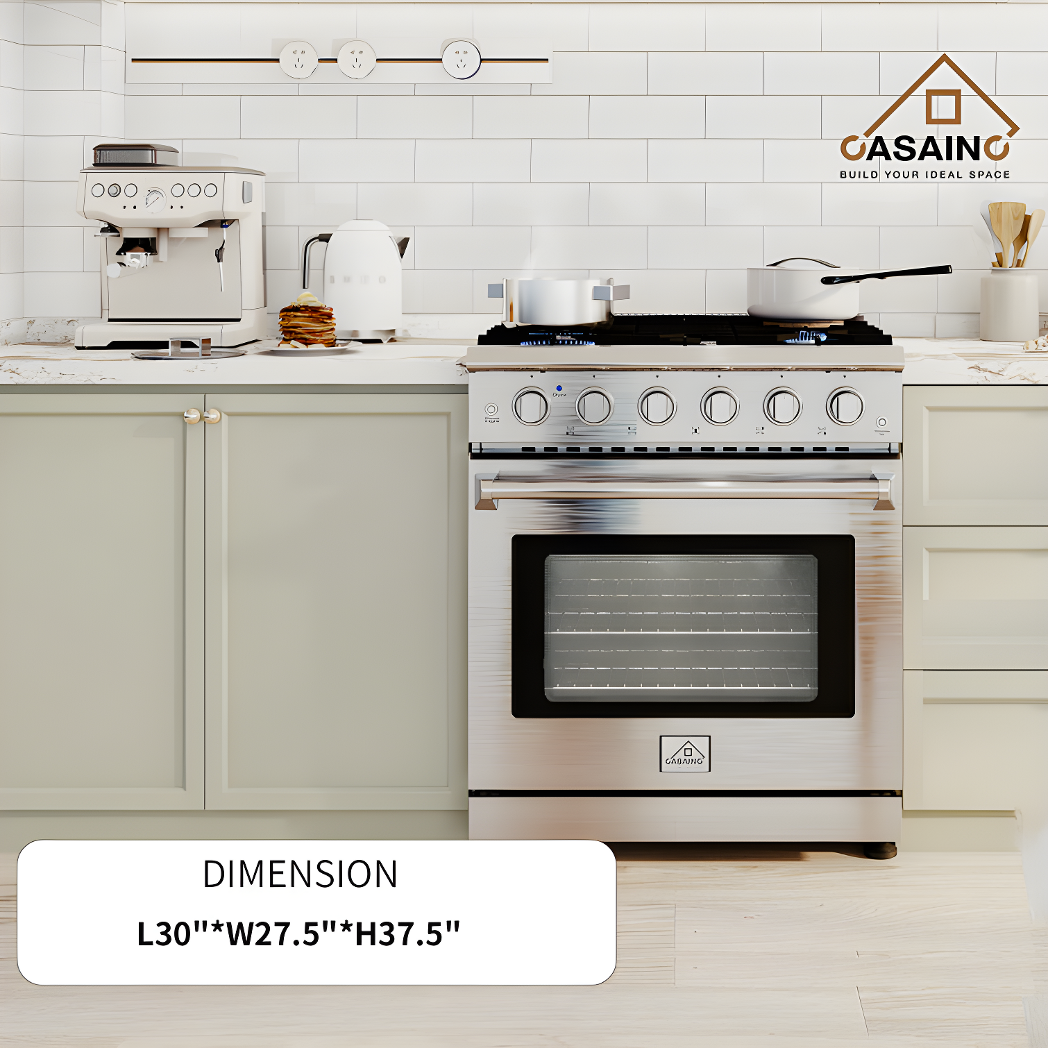 CASAINC CASAINC 30" 4.55 Cubic Feet Smart Natural Gas Freestanding Convection Range CA-HXJ300R