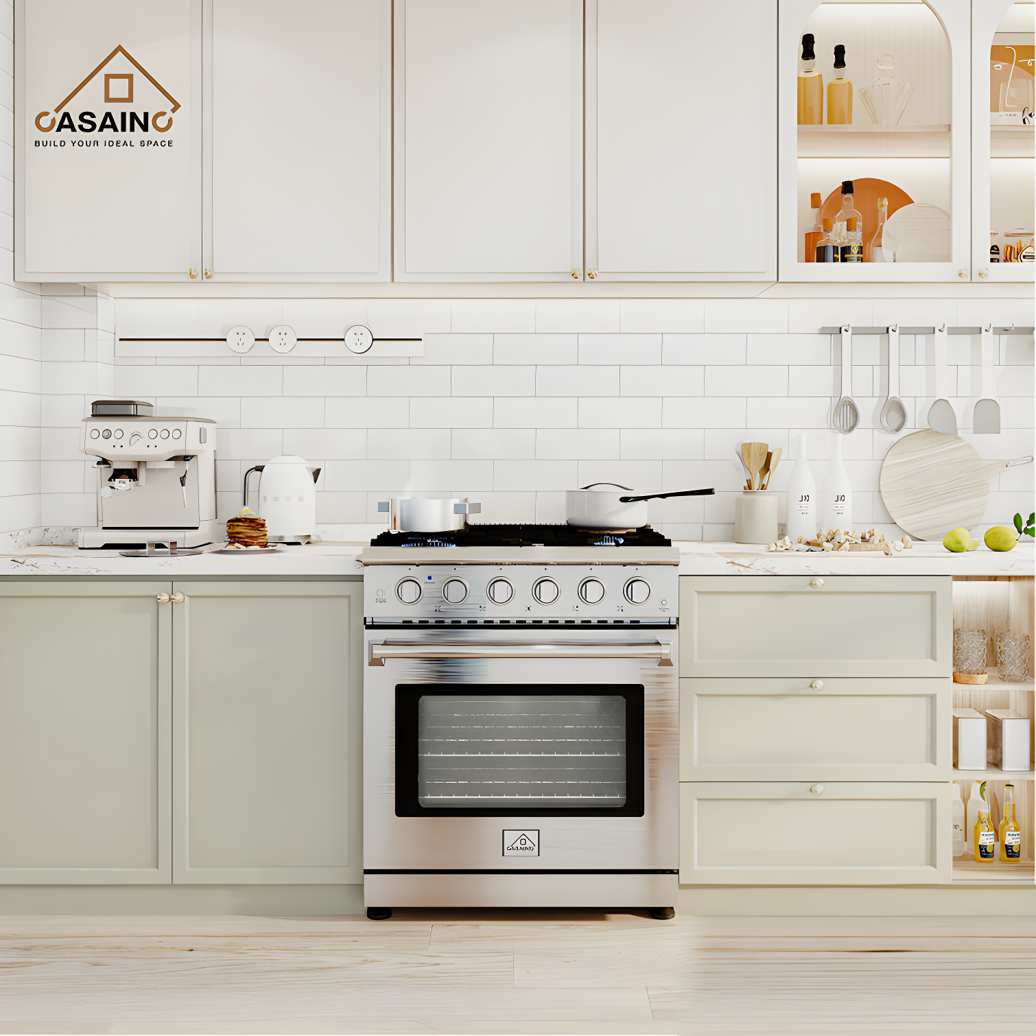 CASAINC CASAINC 30" 4.55 Cubic Feet Smart Natural Gas Freestanding Convection Range CA-HXJ300R