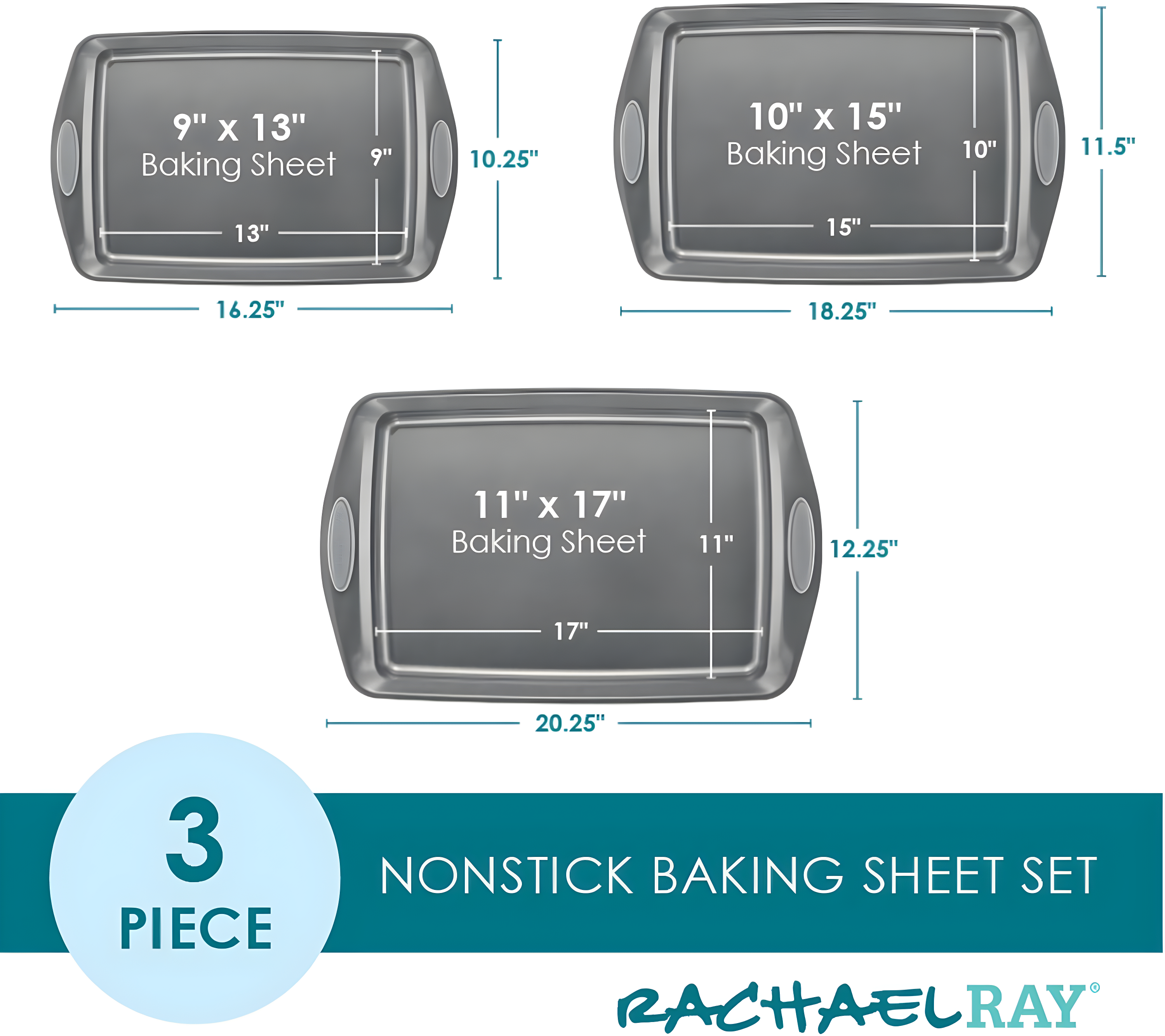 Rachael Ray Rachael Ray Nonstick Bakeware Cookie Pans / Baking Pans Set, 3 Piece
