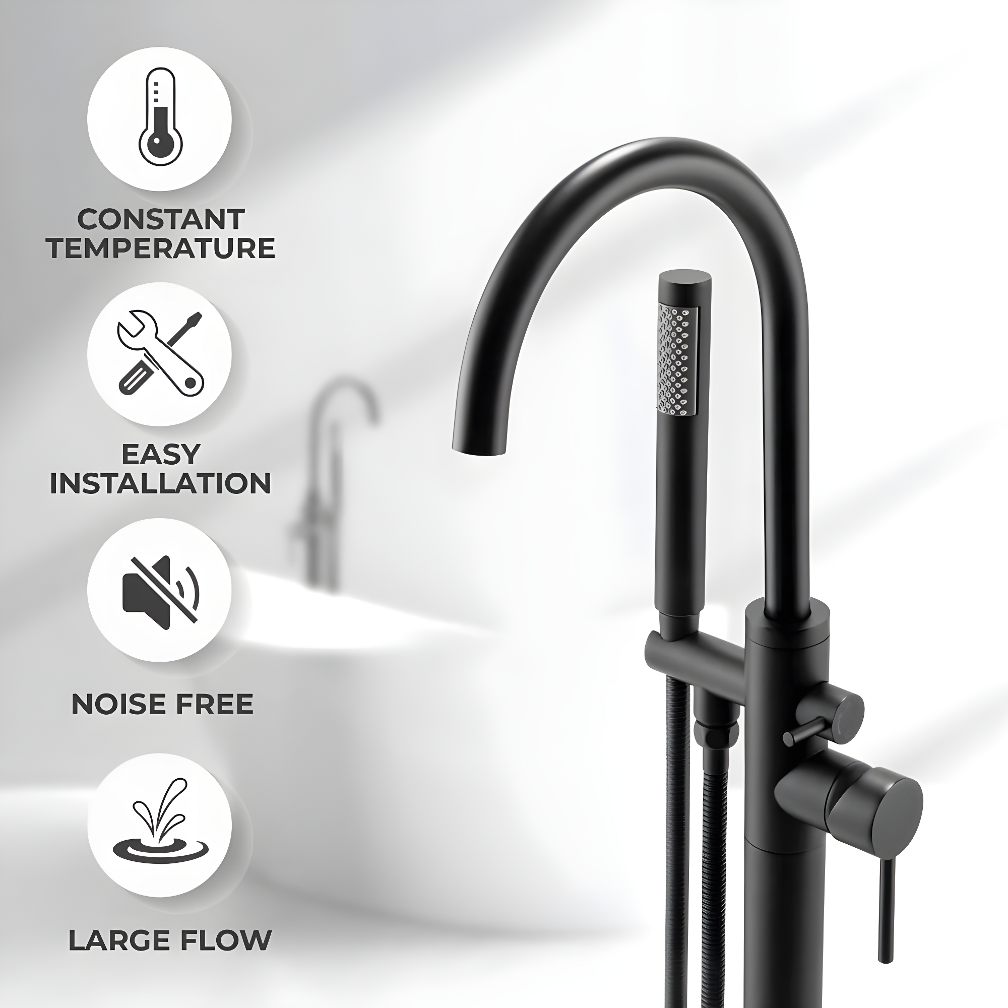 Double Handle Floor Mounted Freestanding Tub Filler