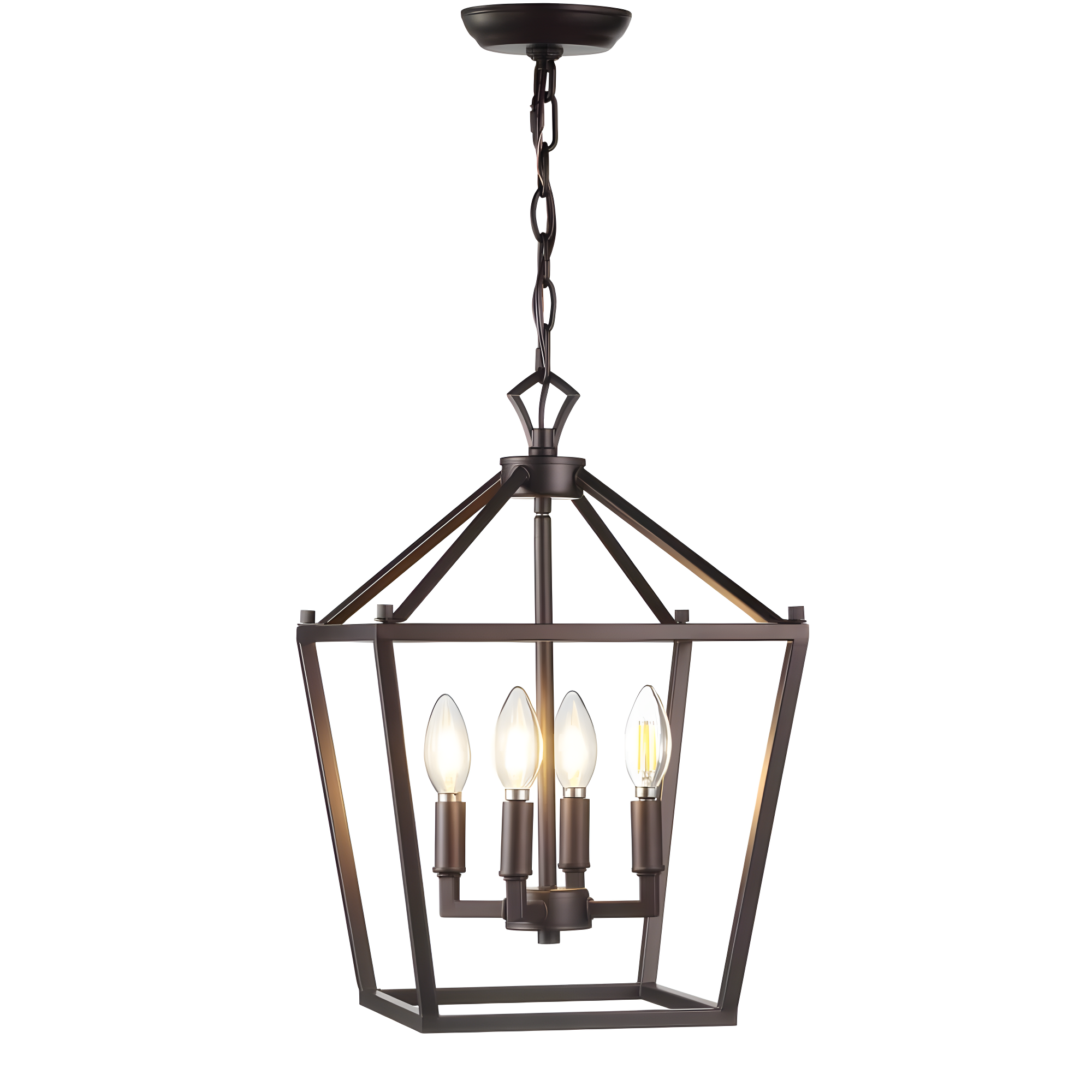 Pagoda 12" 4-Bulb Lantern Metal LED Pendant, Oil Rubbed Bronze