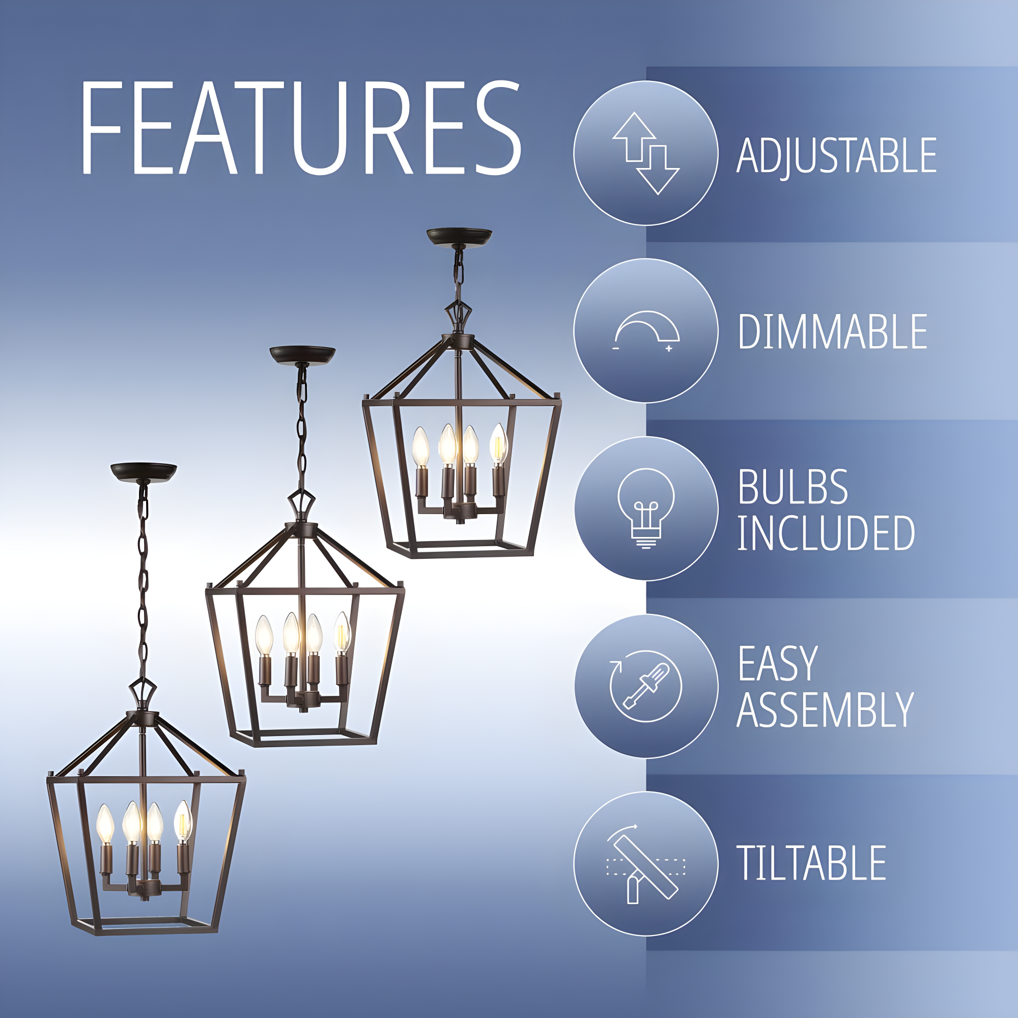 Pagoda 12" 4-Bulb Lantern Metal LED Pendant, Oil Rubbed Bronze